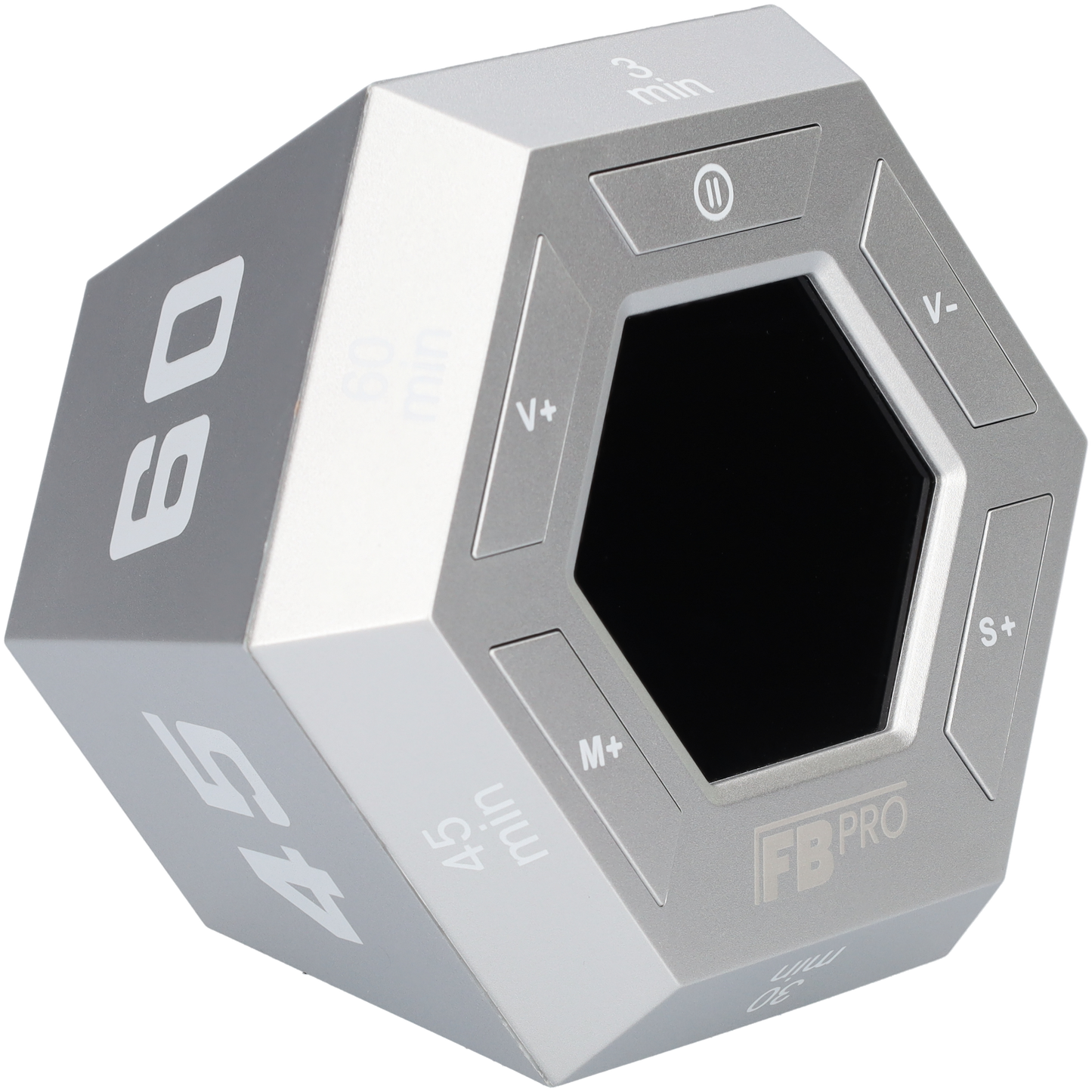 6 Hoekige Digitale Alarmklok - Hexagon Kookwekker - Zilveren Digitale Klok met Magneten