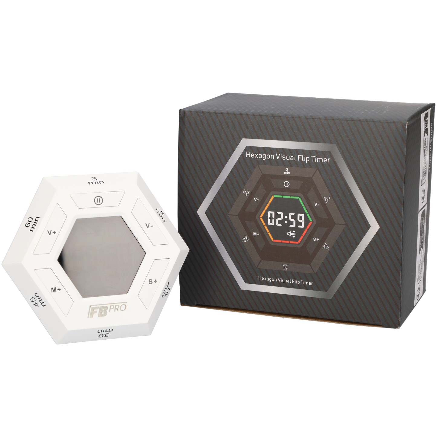 6 Hoekige Digitale Alarmklok - Hexagon Kookwekker - Timer met 6 Standen - Witte Digitale Klok met Magneten