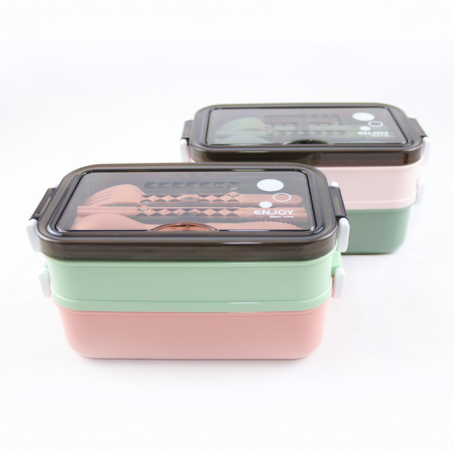 Lunchbox met soepkom Groen en Roze - Luxe bentobox - luchtdicht en lekvrij - BPA vrij!