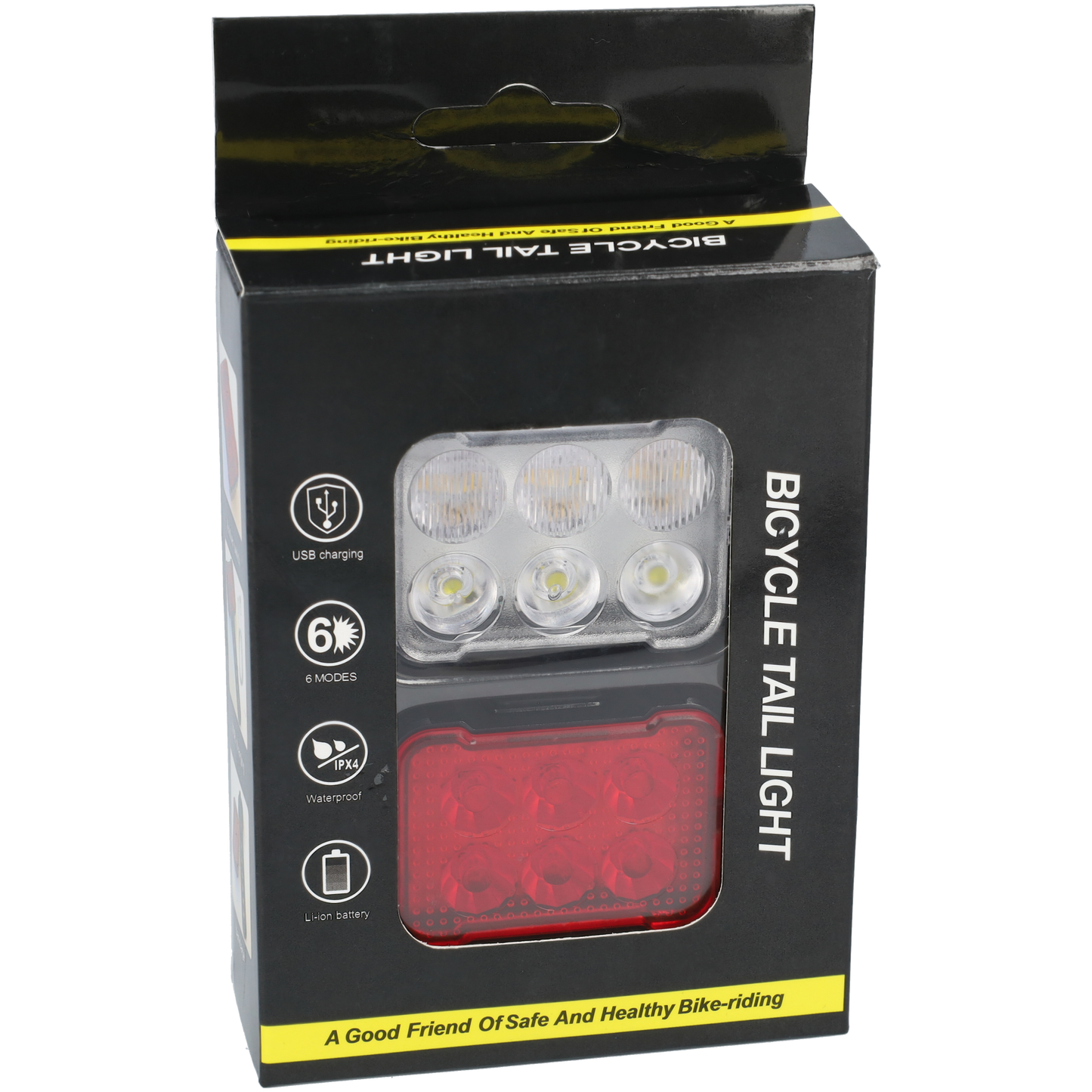LED fietslampen - Voor- en achterlicht fiets - Fietslichten - 3,7V - 6 verschillende standen - Zwart