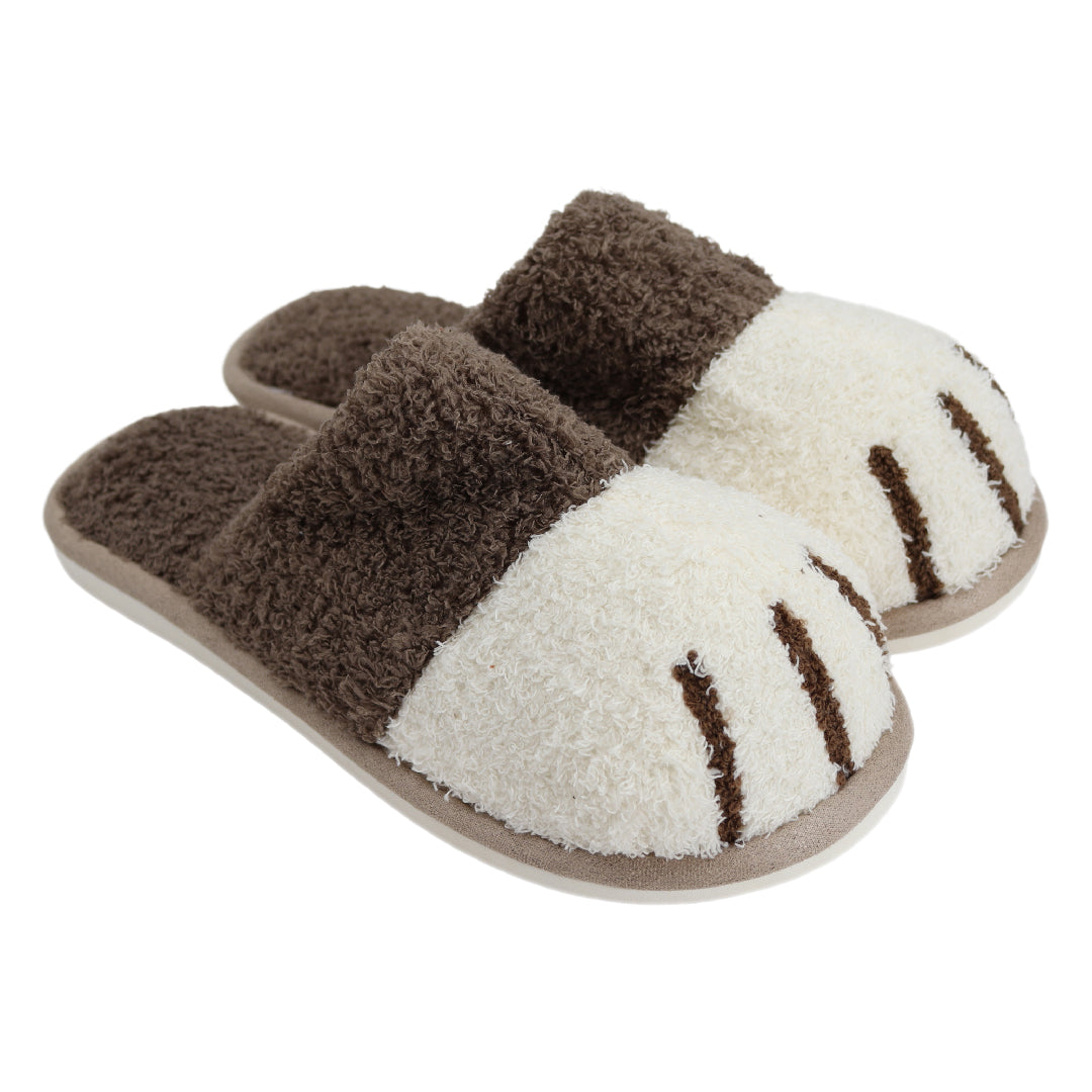 Bruine dames kat pantoffels - Katten sloffen bruin - Dames slippers met kattenpoot - Antislip zool! - Kattenpoot design voor een speelse, gezellige look!