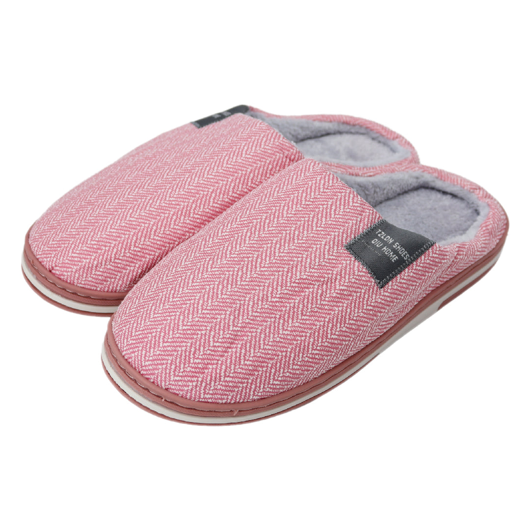 Roze dames visgraat pantoffels - Sloffen roze met visgraat patroon