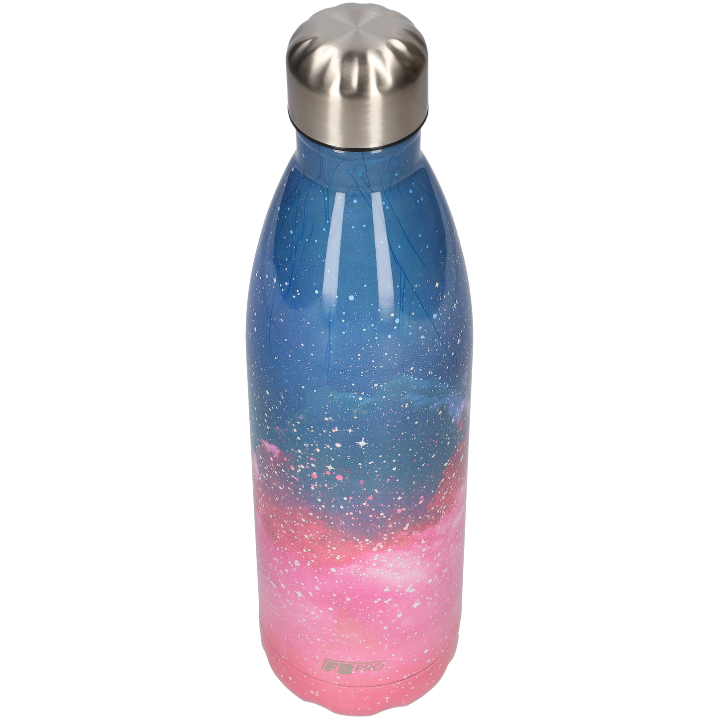 FBFS162 Thermosfles, Drinkfles, Waterfles - 750 ml - Dubbelwandig - Roze Blauwe sterren - Pink Blue Stars