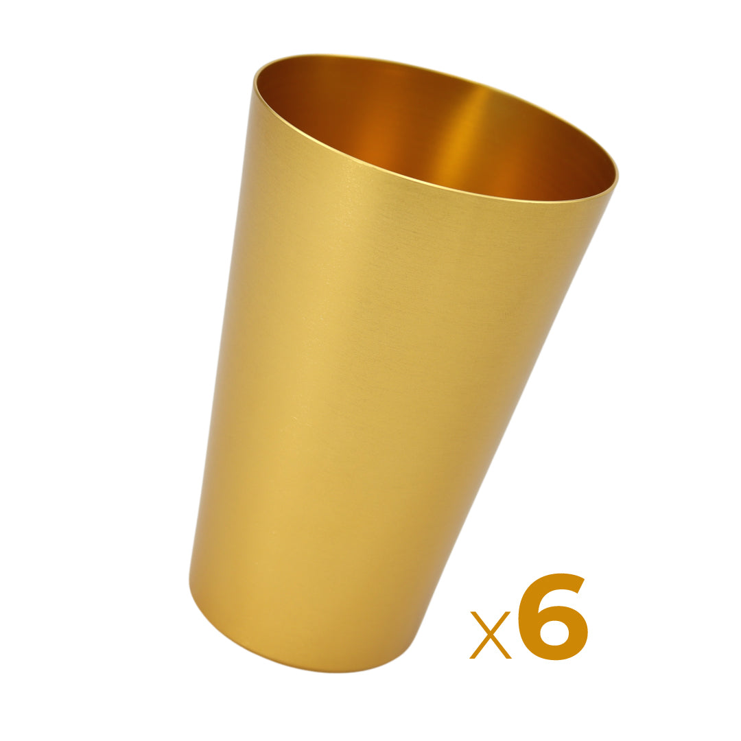 Gouden aluminium stapelbare bekers (6 stuks!) - Goudkleurig - Lichtgewicht design
