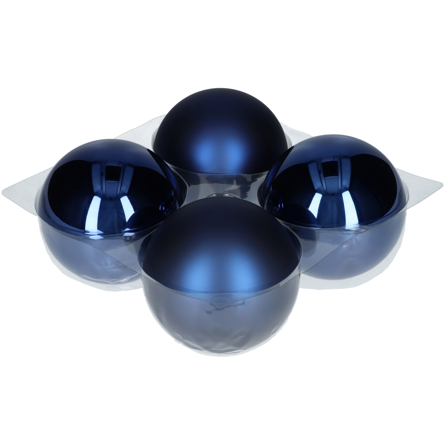 Glazen kerstballen - Set van 4 stuks/100mm - Glas - Night Blue - Blauw/Donkerblauw