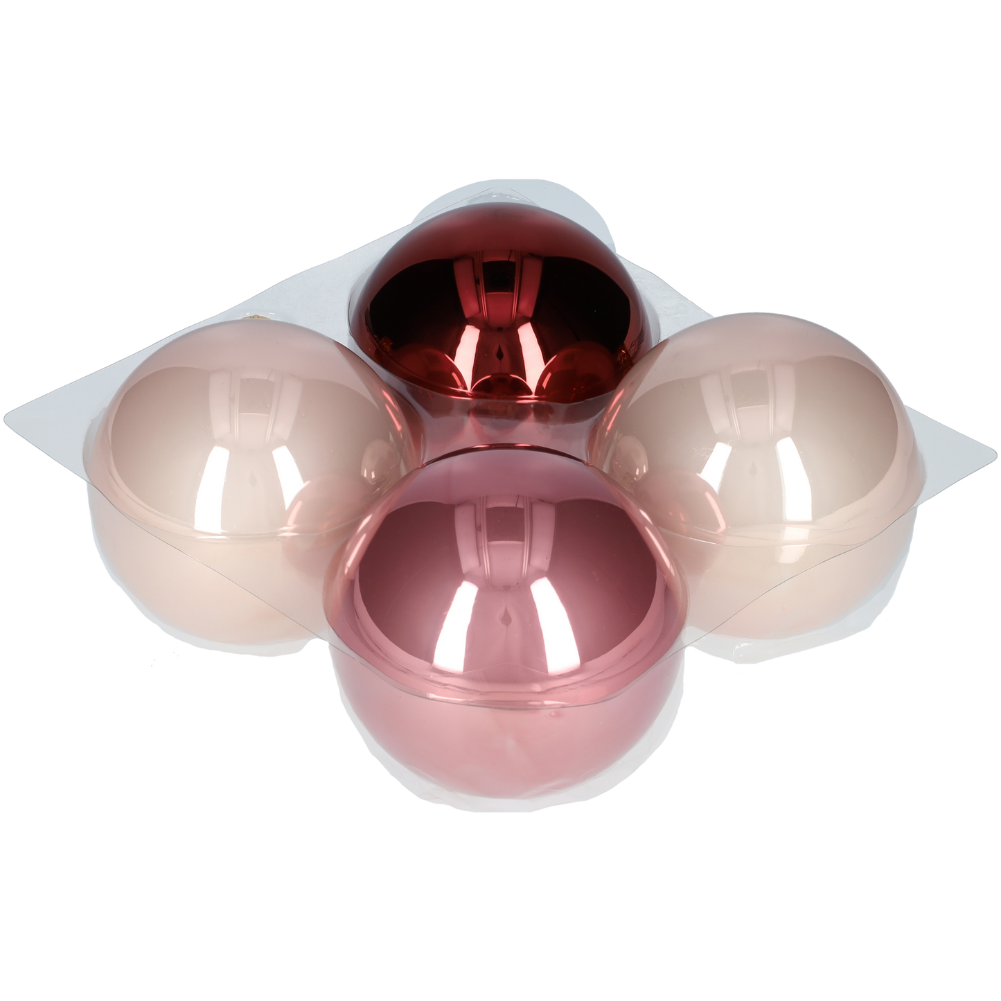 Glazen kerstballen - Set van 4 stuks/100mm - Glas - Wild Blossom - Verschillende Roze tinten