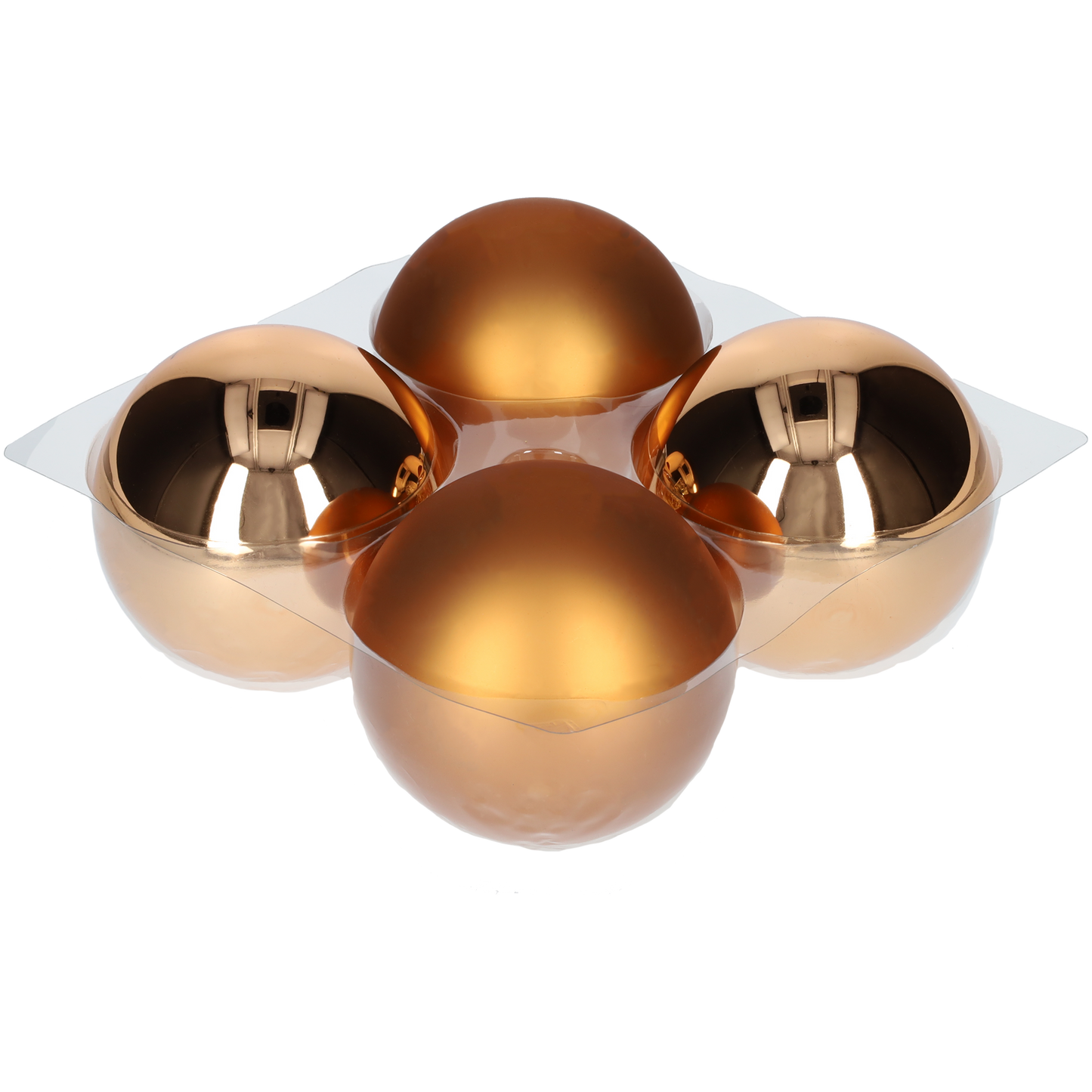 Glazen kerstballen - Set van 4 stuks/100mm - Glas - Koper Combi - Mat/Glanzend Goud