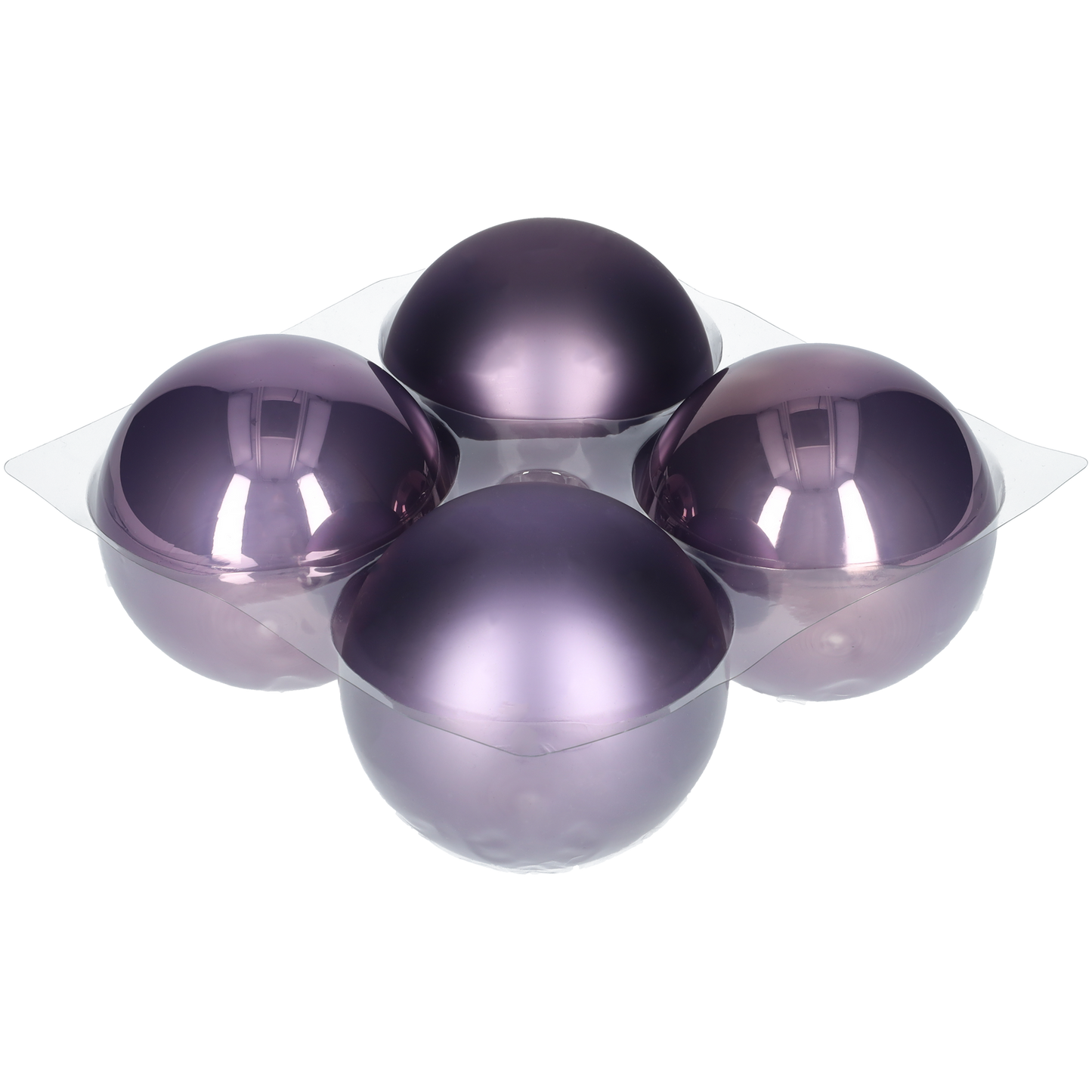 Glazen kerstballen - Set van 4 stuks/100mm - Glas - Frosted Lilac - Donkerpaars
