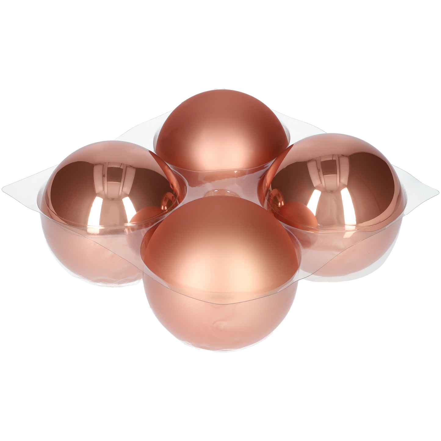 Glazen kerstballen - Set van 4 stuks/100mm - Glas - Coral - Brons/Bronskleurig