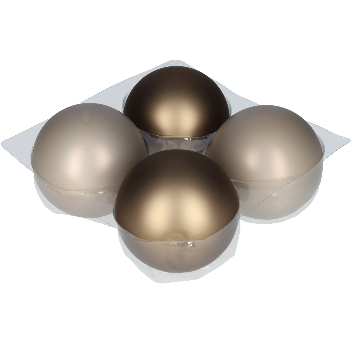 Glazen kerstballen - Set van 4 stuks/100mm - Glas - Eucalyptus - Mat Grijs/Bruin