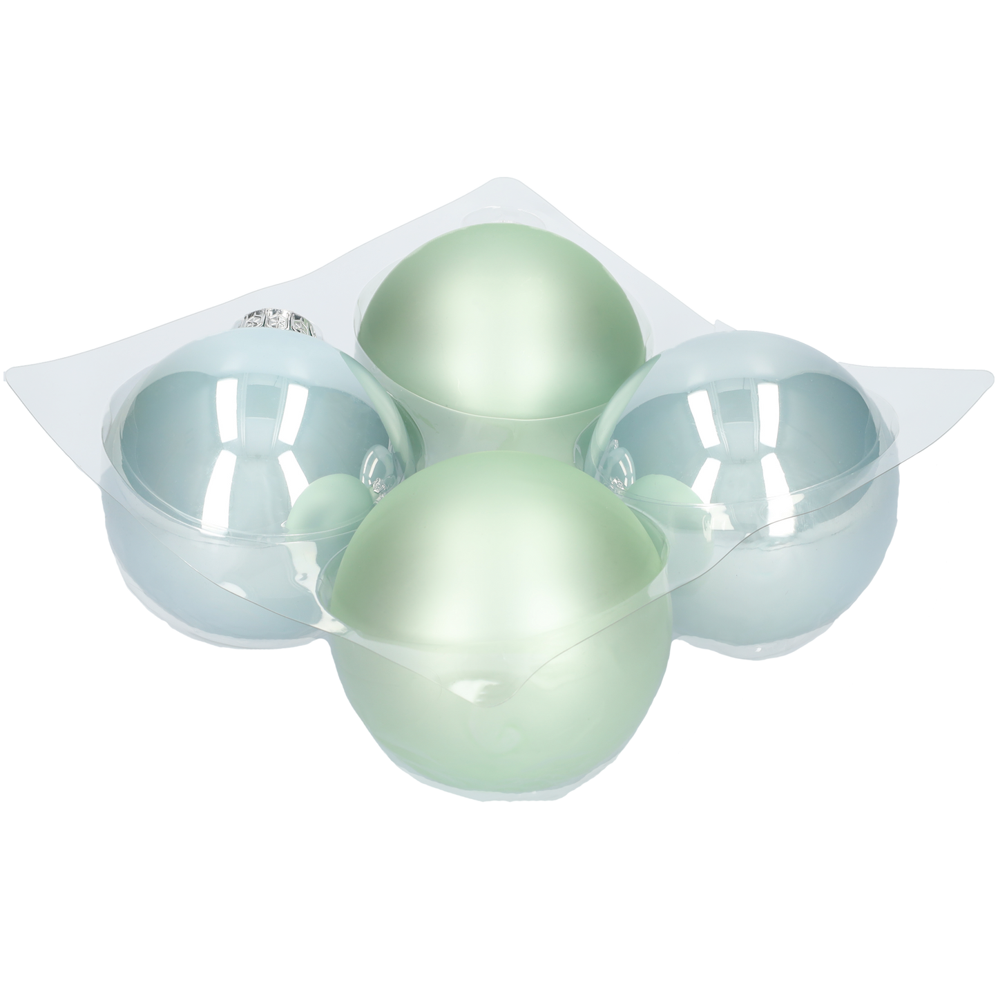 Glazen kerstballen - Set van 4 stuks/100mm - Glas - Oyster Grey - Lichtgrijs