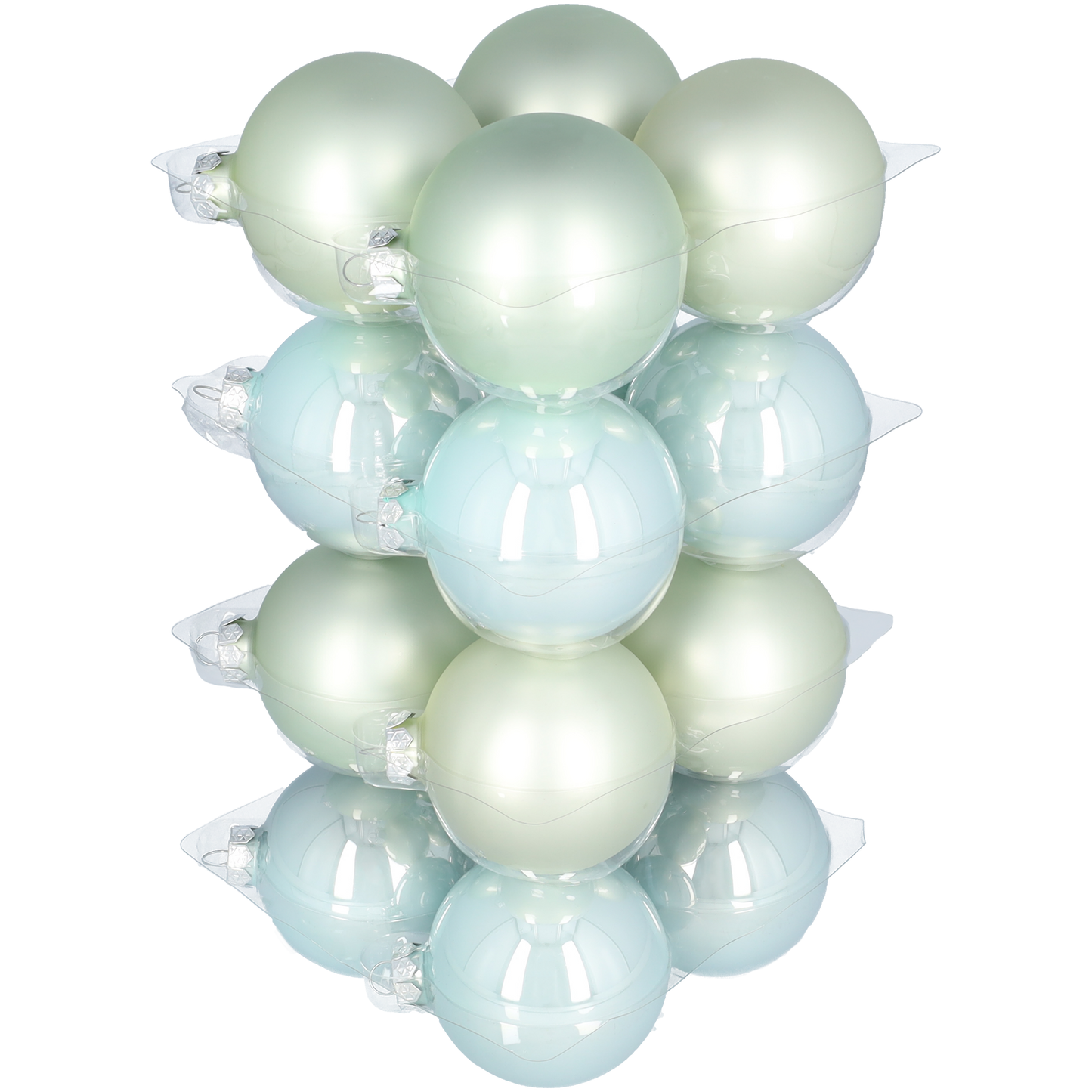 Glazen kerstballen - Set van 16 stuks/80mm - Glas - Oyster Grey - Lichtgrijs