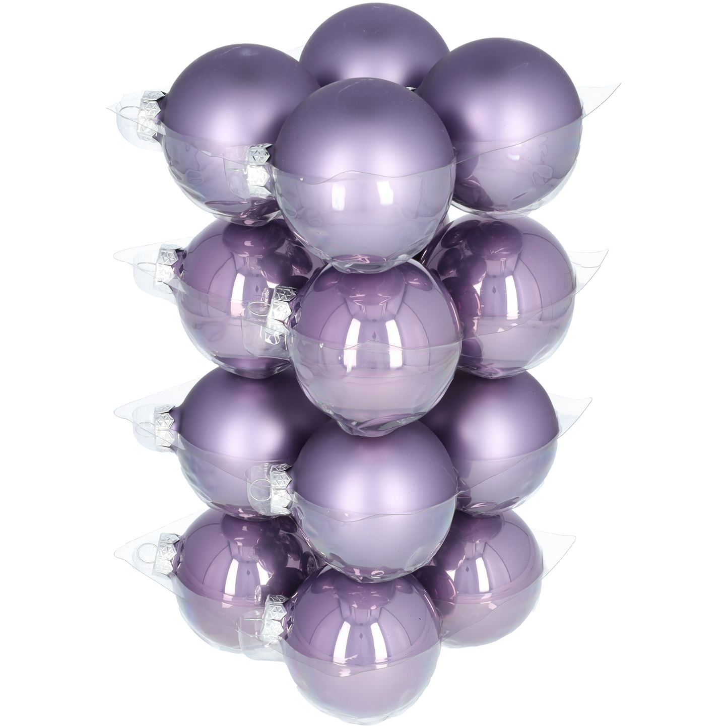 Glazen kerstballen - Set van 16 stuks/80mm - Luxe kerst decoratie - Sfeervolle kerstversiering voor in de kerstboom - Glas - Frosted Lilac - Donkerpaars