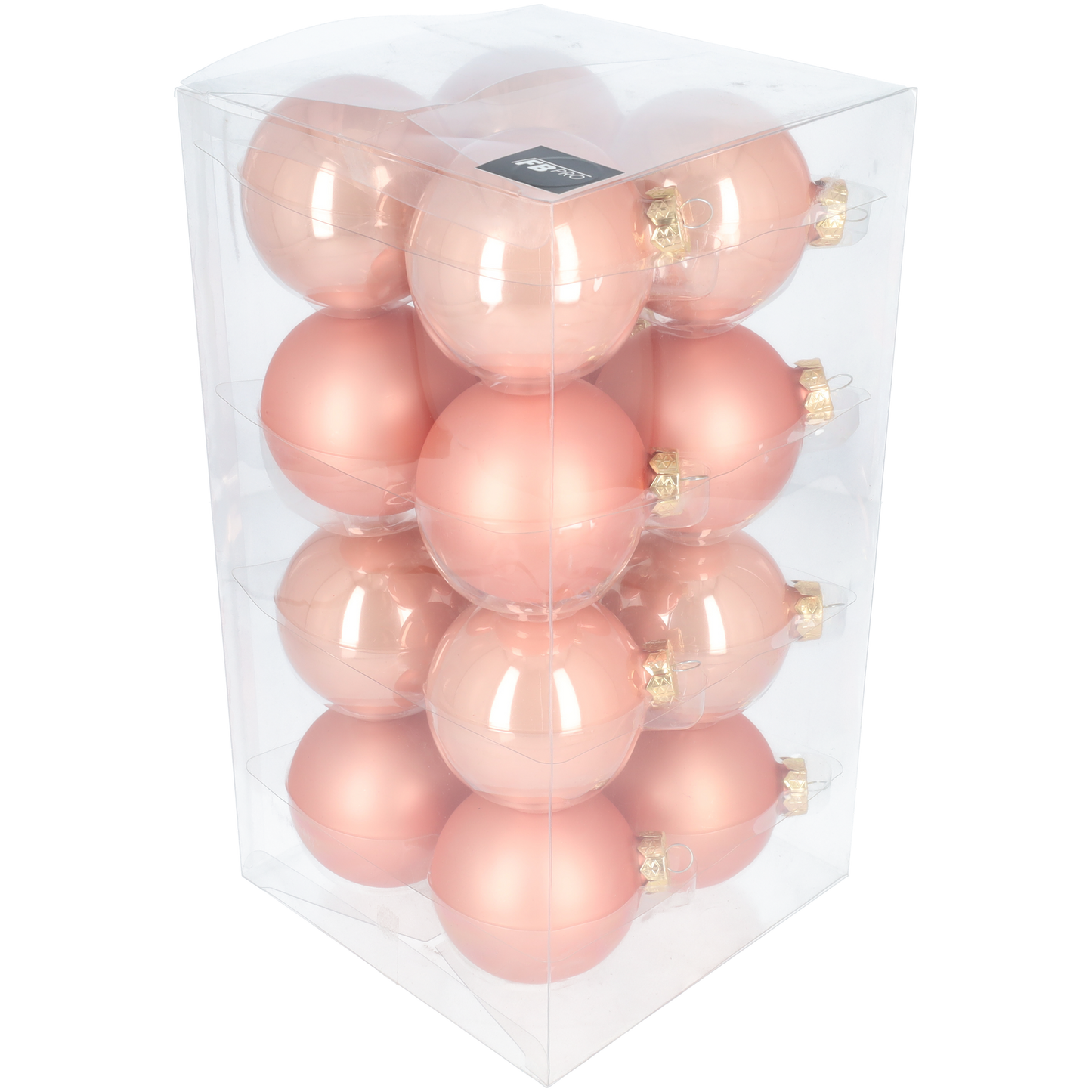 Glazen kerstballen - Set van 16 stuks/80mm - Luxe kerst decoratie - Sfeervolle kerstversiering voor in de kerstboom - Glas - Coral - Brons/Bronskleurig