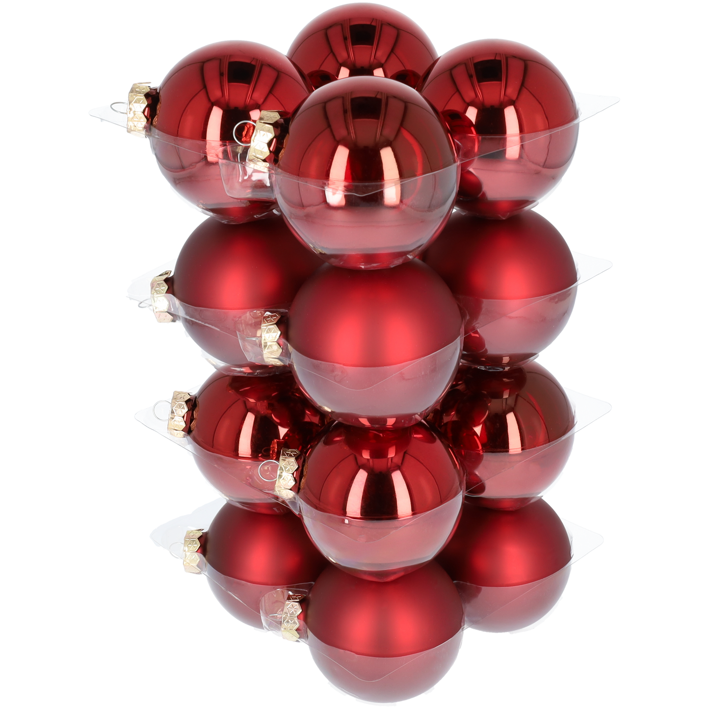 Glazen kerstballen - Set van 16 stuks/80mm - Luxe kerst decoratie - Sfeervolle kerstversiering voor in de kerstboom - Glas - Dark Red Combi - Donkerrood