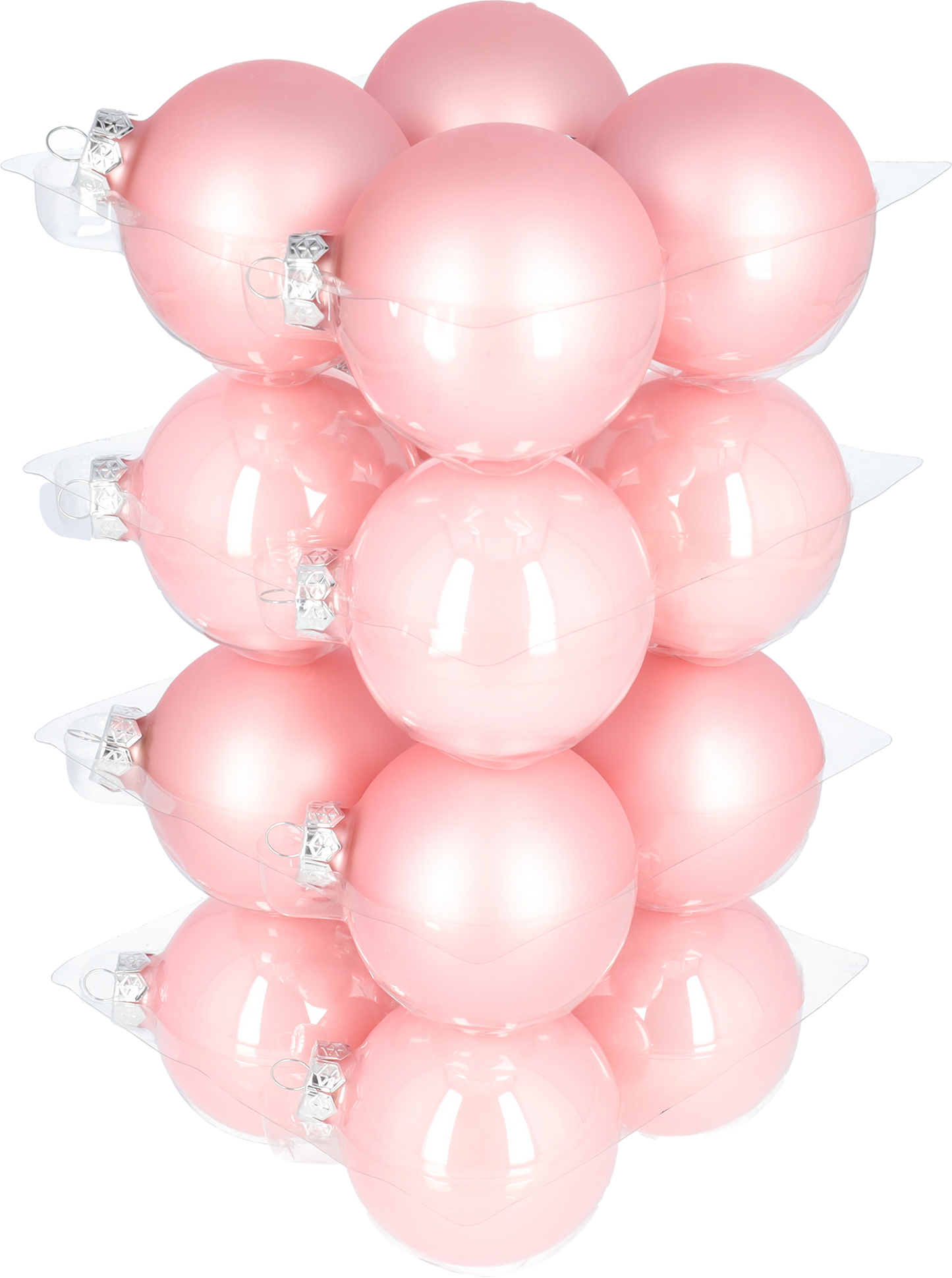 Glazen kerstballen - Set van 16 stuks/80mm - Glas - Powder Pink - Roze