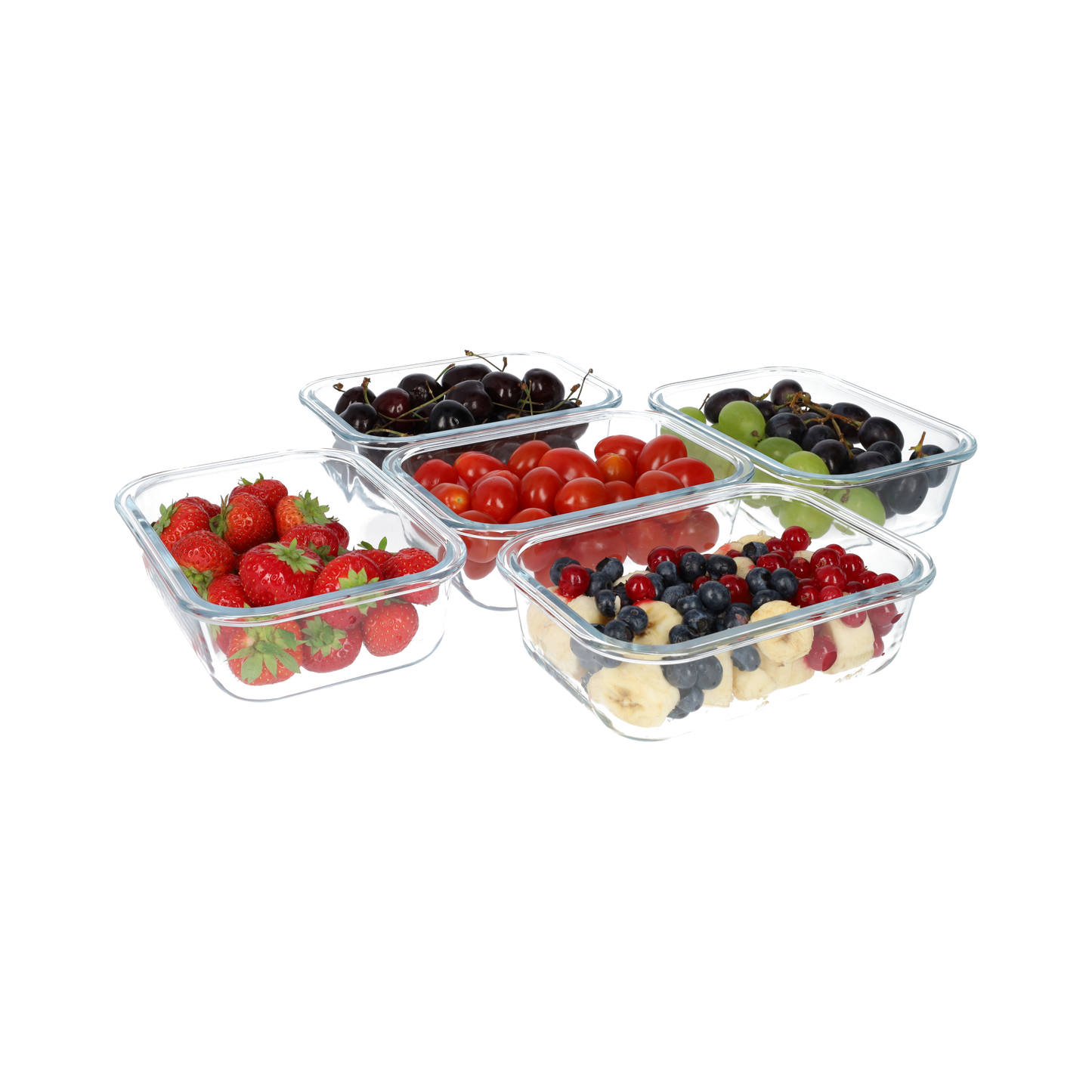 Glazen Meal Prep Bakjes - Luchtdichte Bewaardoos van Glas, Vershouddoos - 630ml x5 - 5 stuks