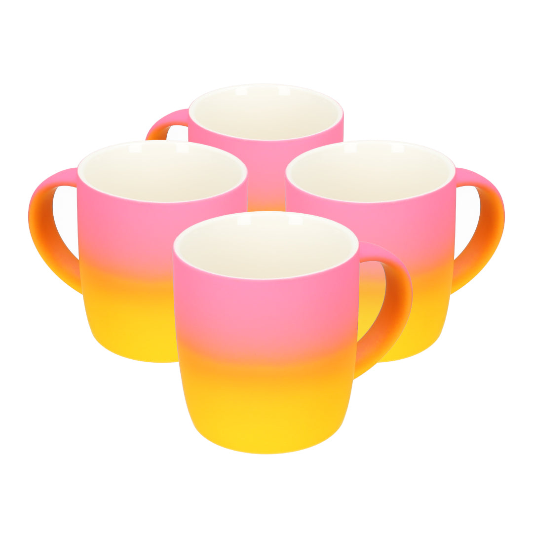 Geel - Roze brede mokken! - 4 stuks - 300ml