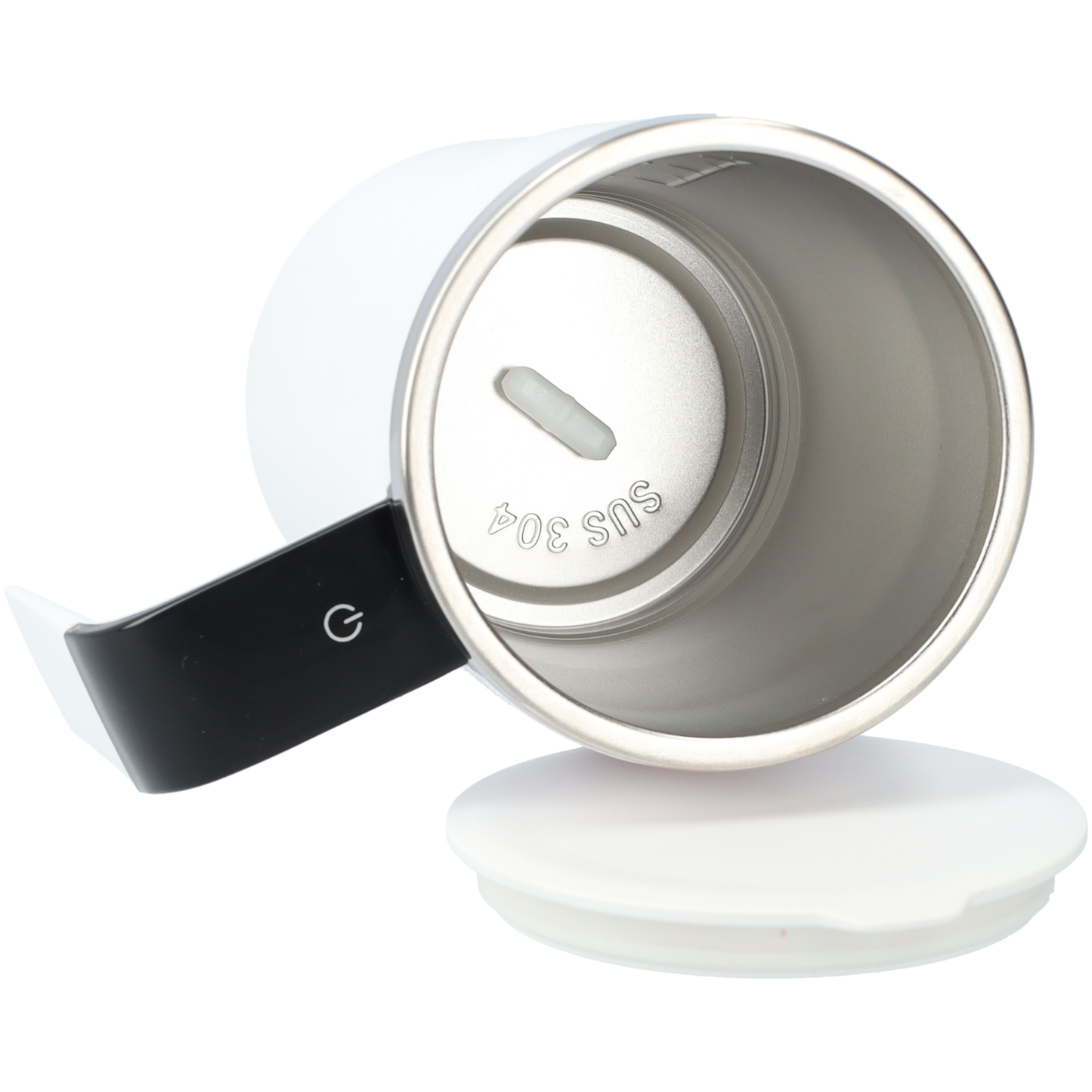 Melkopschuimer Beker - Mix Beker - Roerende Mok - Elektrisch - USB C - Verschillende Standen - Roestvrij Staal - Temperatuur Beheren - Wit