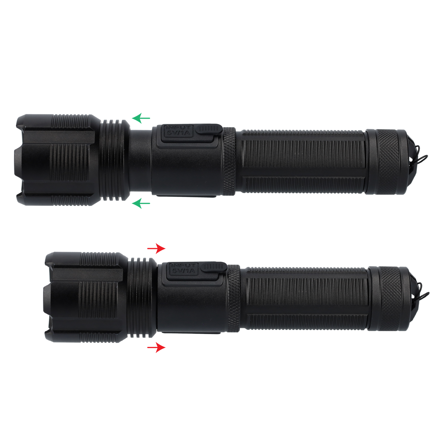 LED Flashlight Aluminum - 4000 Lumen - Flashlights with Zoom Function and Rechargeable with USB