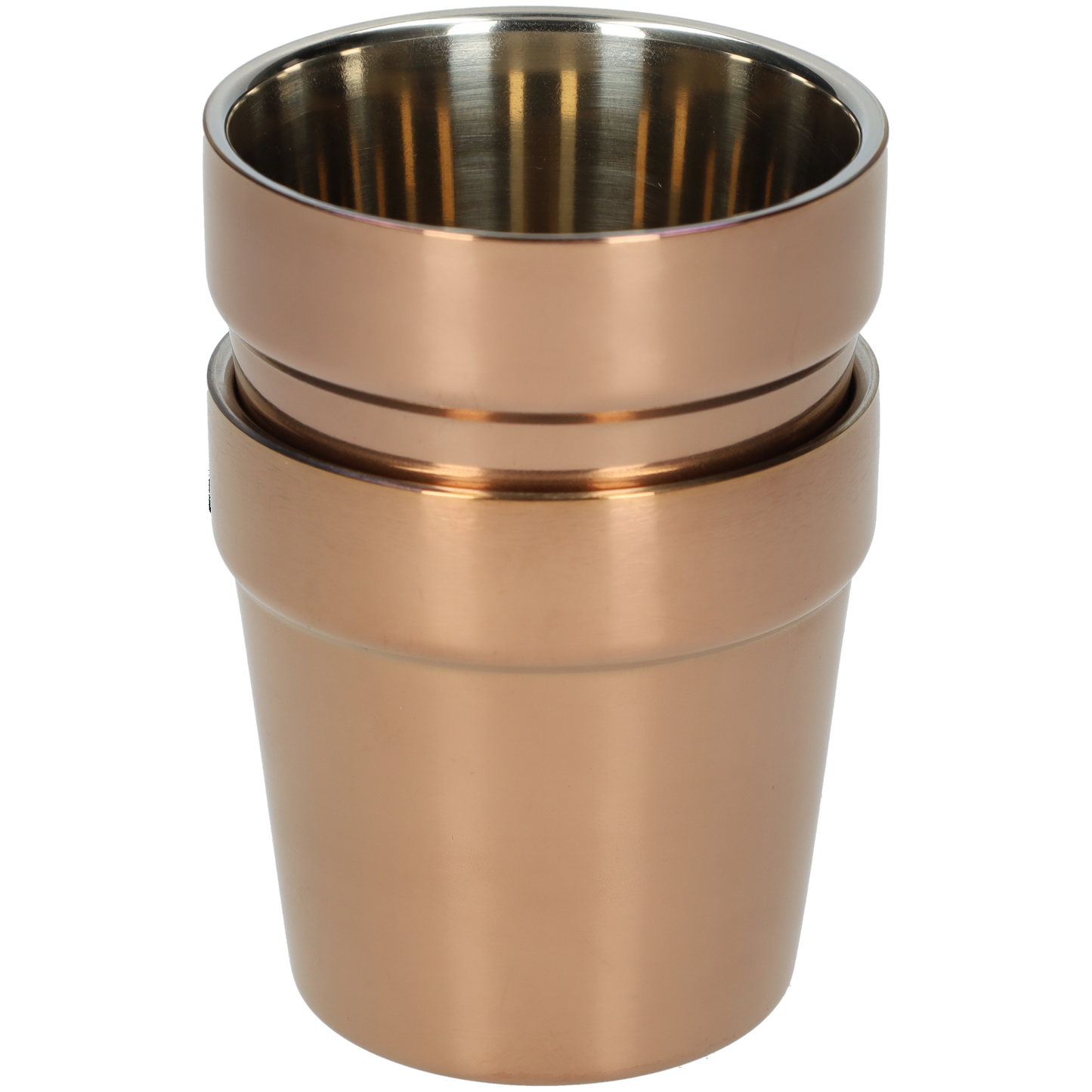 RVS beker met bovenrand - 175ml - Set van 2 - Dubbelwandig - Rose Gold