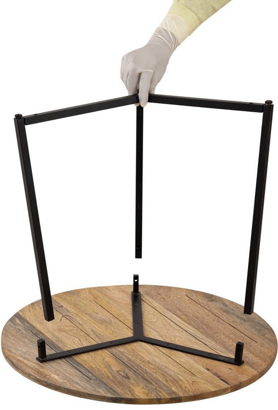 Round coffee table solid wood ø 56cm - metal frame - black