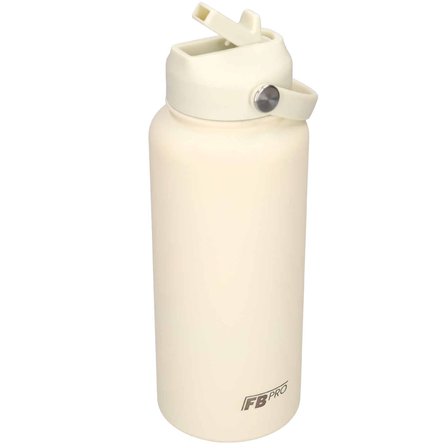 Thermos waterfles 1 liter - Isolerende Waterfles met Draaibare Drinktuit - Ivory - Wit