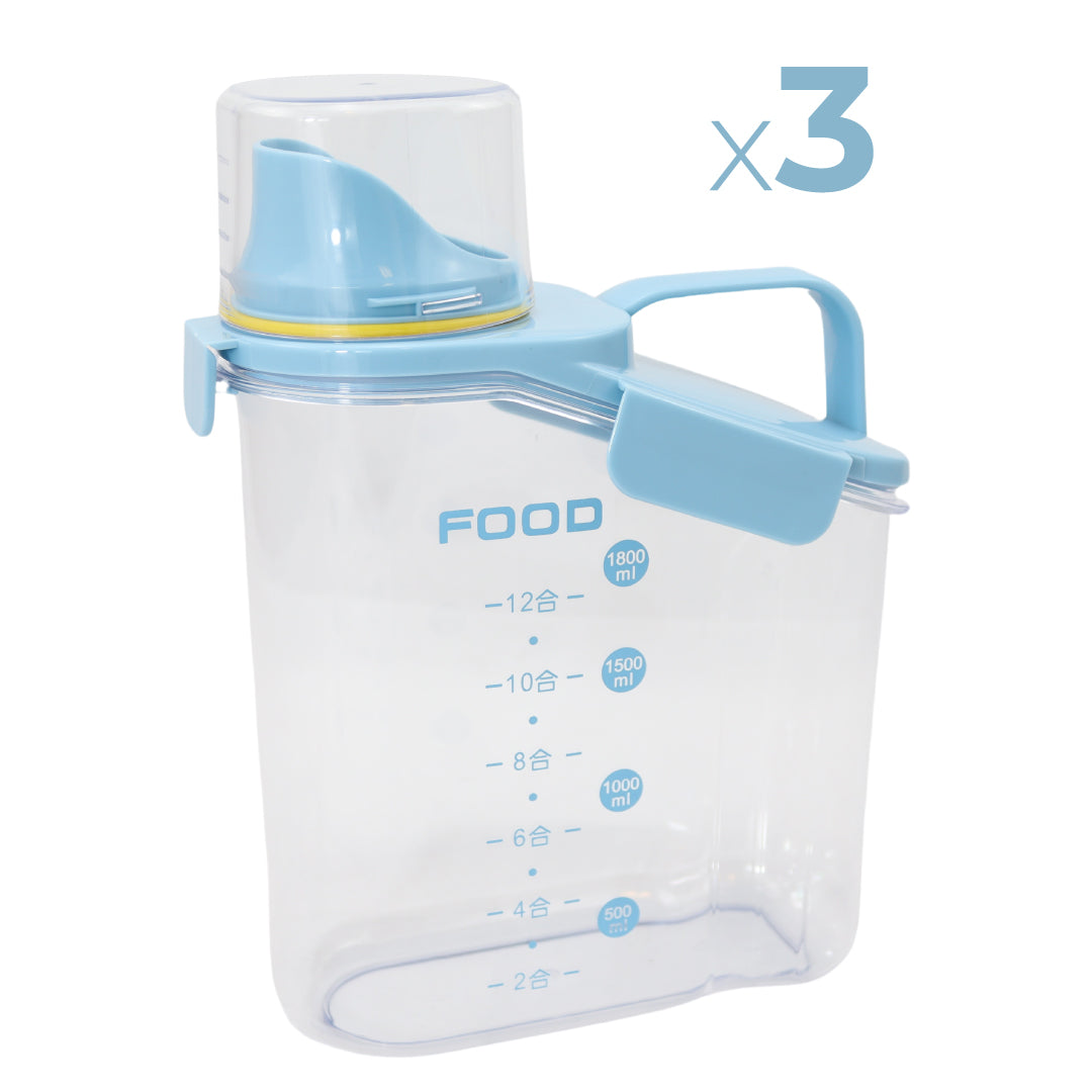 Blauwe voedsel opslagcontainer (3 stuks) met maatbeker! - Opslag container 2000ml