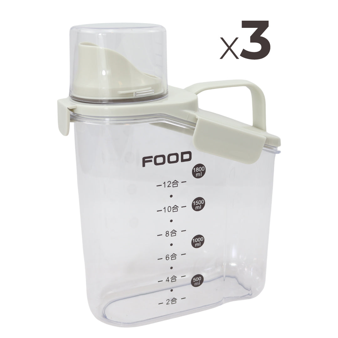 Beige voedsel opslagcontainer (3 stuks) met maatbeker! - Opslag container 2000ml