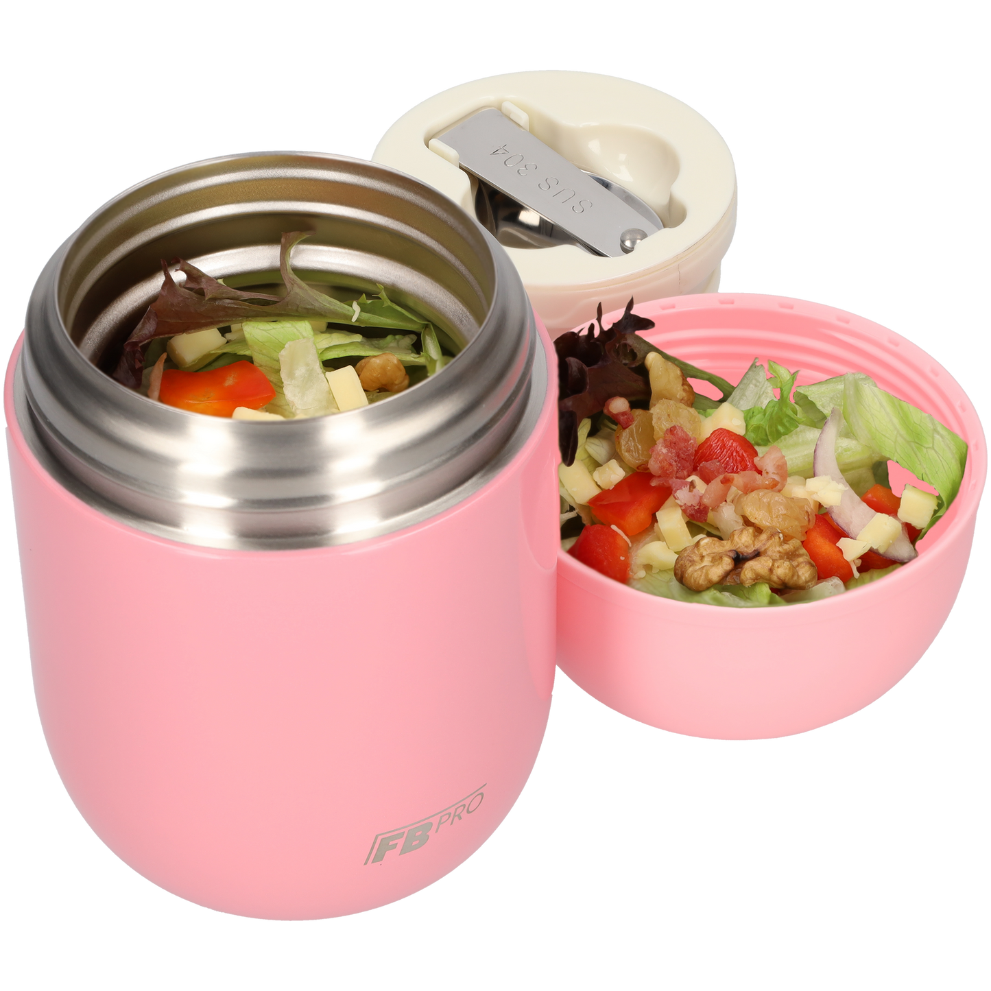 Thermos Voedselcontainer met Lepel - Thermoskan - lichtroze - 420ml
