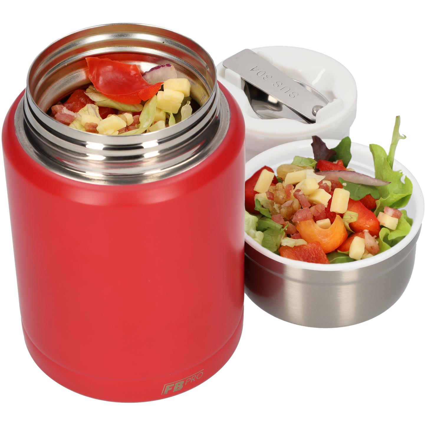 Thermos Voedselcontainer met Lepel - Thermoskan - Thermosfles - Rood - 450ml
