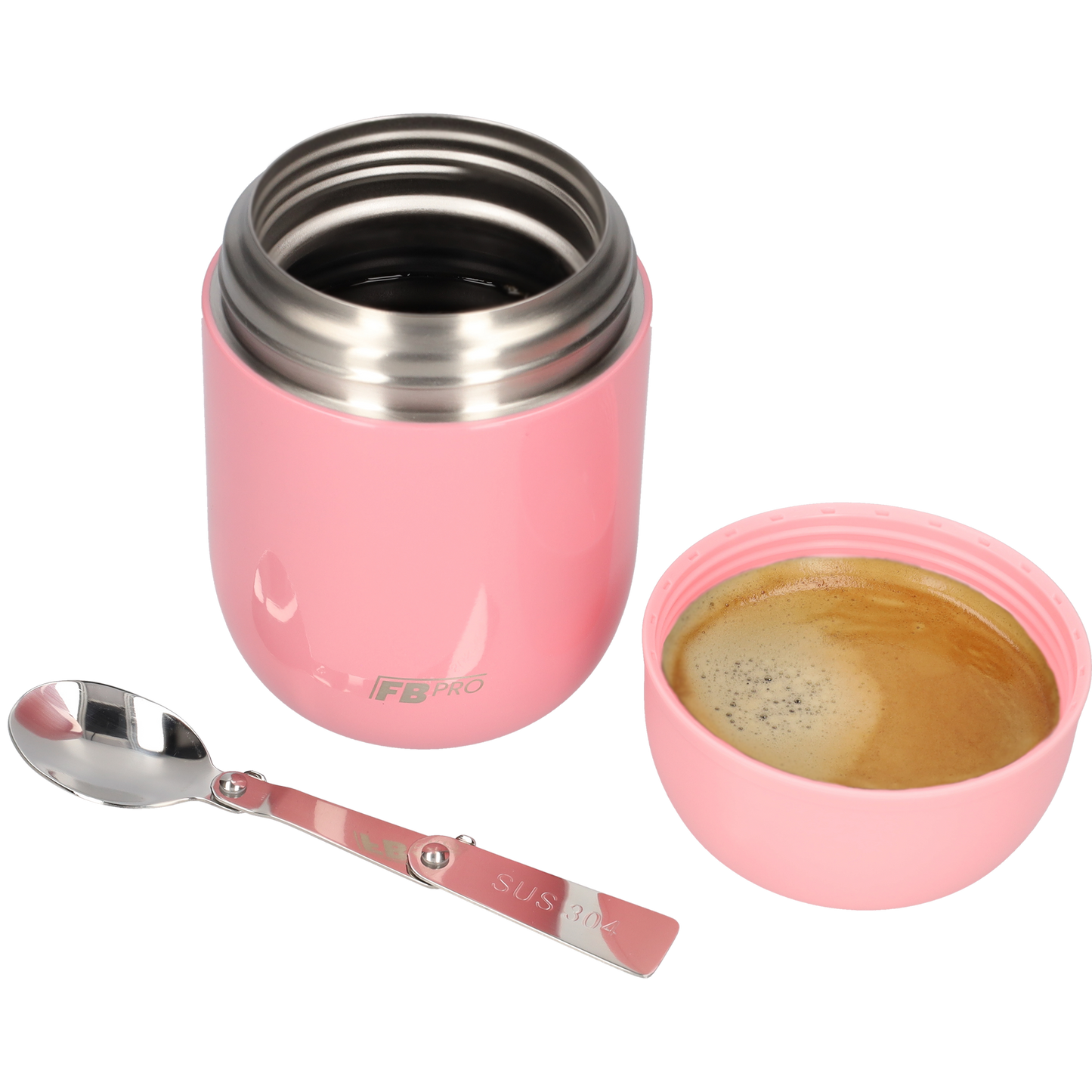 Thermos voedselcontainer met lepel - Thermoskan - Licht Roze - 420ml