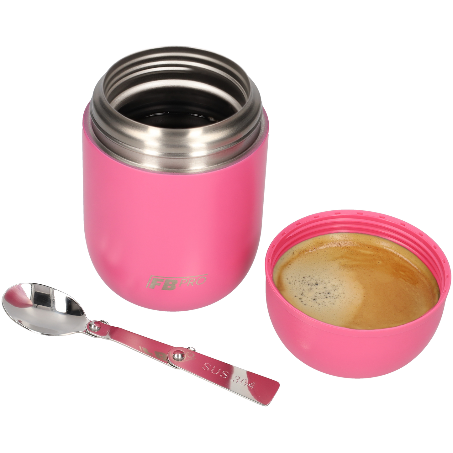Thermos voedsel container met lepel - Thermoskan - Roze - 420ml