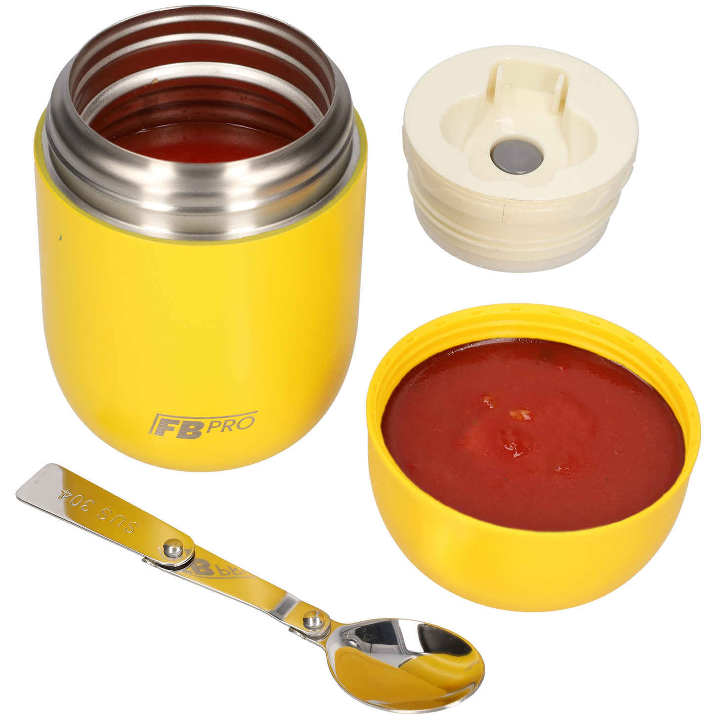 Pink & Yellow Food Container Thermos Food Container with Spoon x2 - Thermos - 450ml