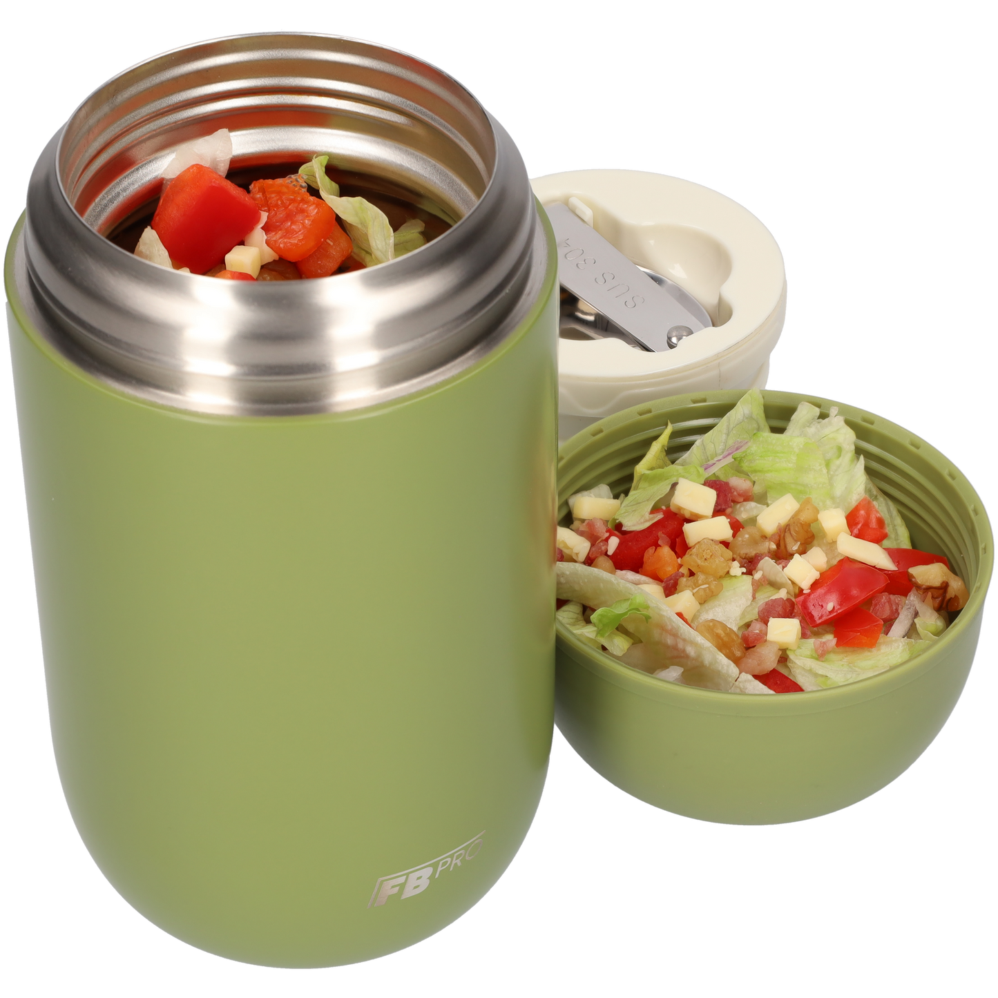 Thermoskan legergroen met Lepel - Thermoskan - Leger Groen - 710ml