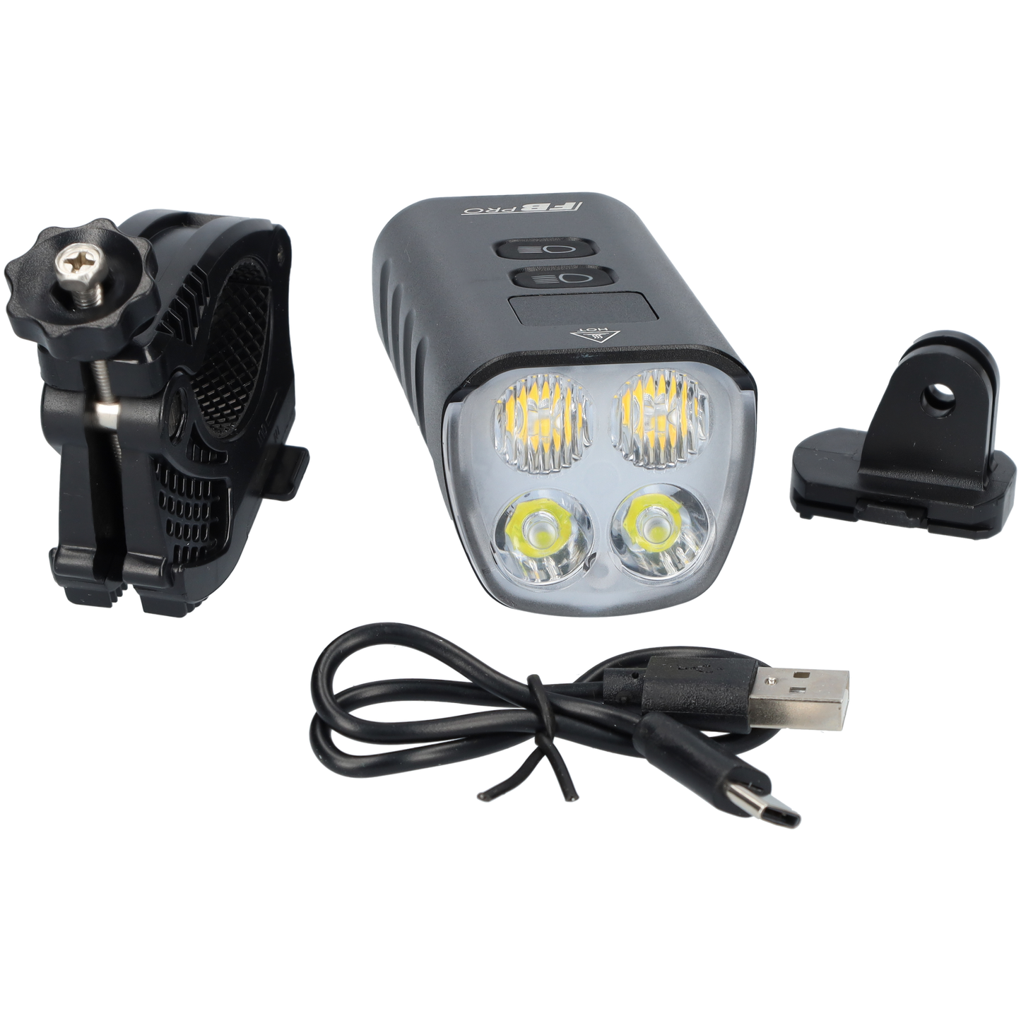 LED Fietslamp - Fietslicht - Fiets lamp - 1600 lumen - Met Oplader - USB-C oplaadbaar - Zwart