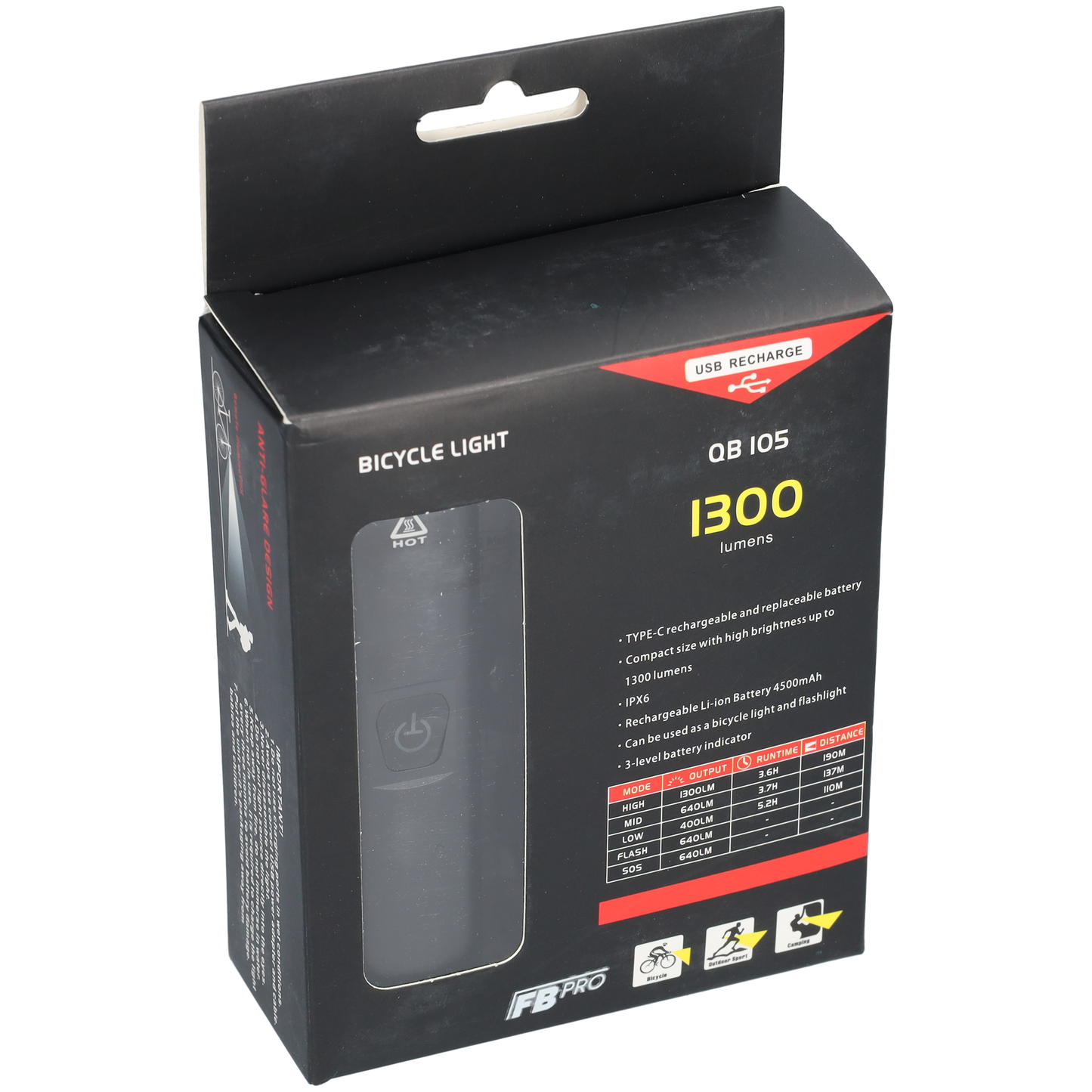 Fietslamp LED - Fietslicht - Bikelight - Voorlicht voor fietsen - Zwart