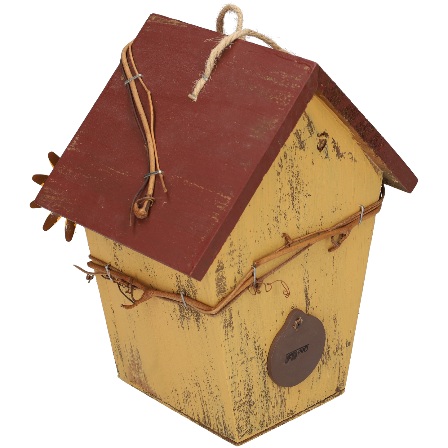 Vogelhuisje - Vogelhuis - Schattig vogelhuis voor vogels - Nestkastje - Vogelnest gemaakt van hout - Geel & Rood