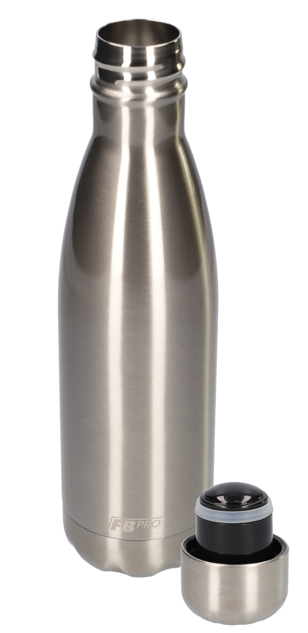 FBFS14, Thermosfles, Drinkfles, Waterfles - Dubbelwandig - 500ml - Sparkly Chrome - Glinsterend Metaal