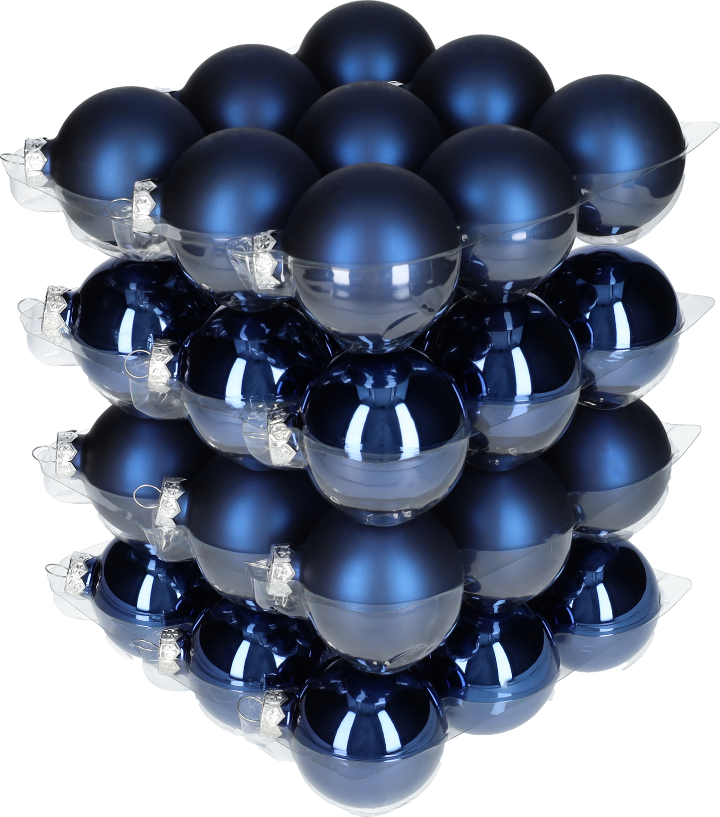 Glazen kerstballen - Set van 36 stuks/60mm - Glas - Night Blue - Blauw/Donkerblauw