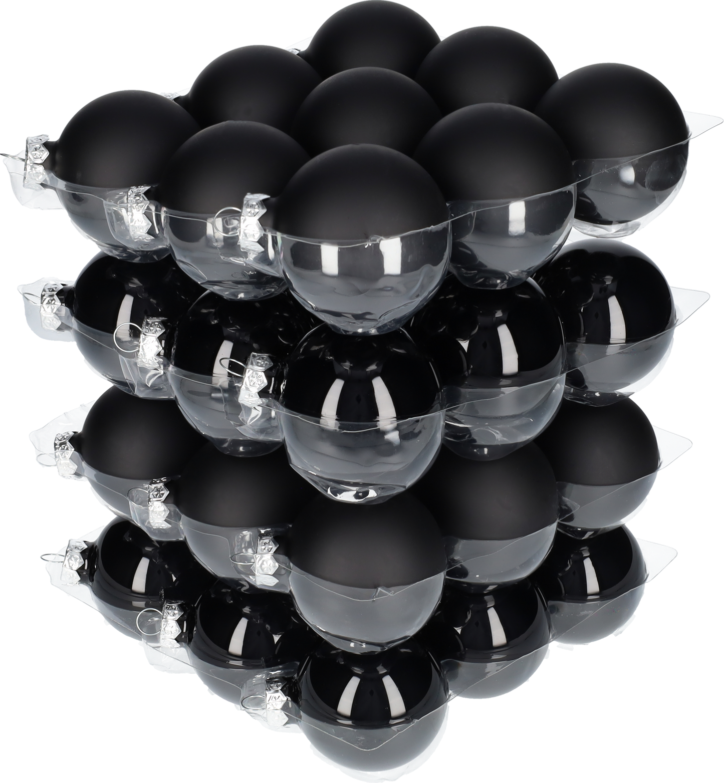 Glazen kerstballen - Set van 36 stuks/60mm - Glas - Black Combi - Zwart
