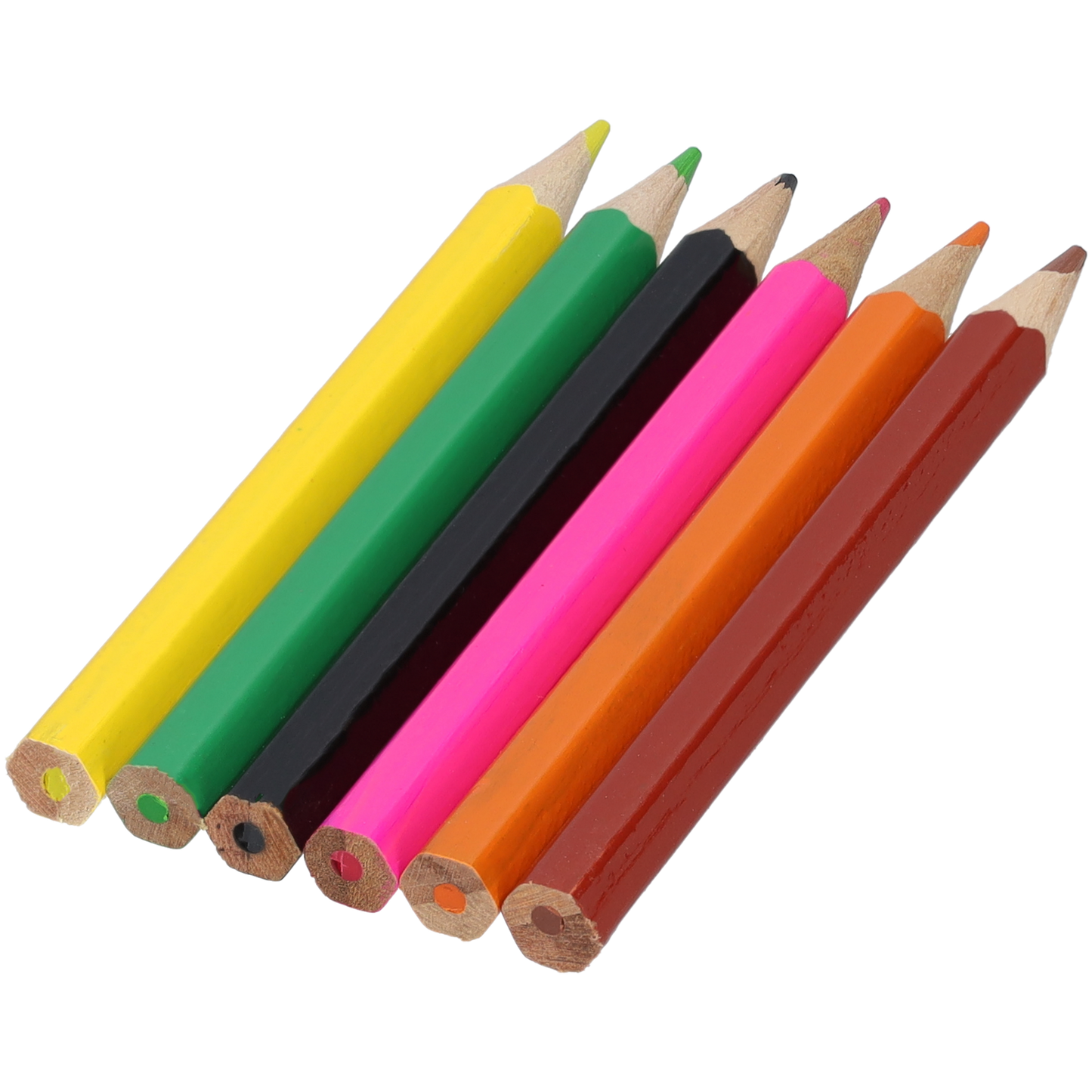 Kleurpotloden kinderen - Kinder potloden - Voor jongens en meisjes - 6 kleuren: Geel, Groen, Zwart, Roze, Oranje en Bruin