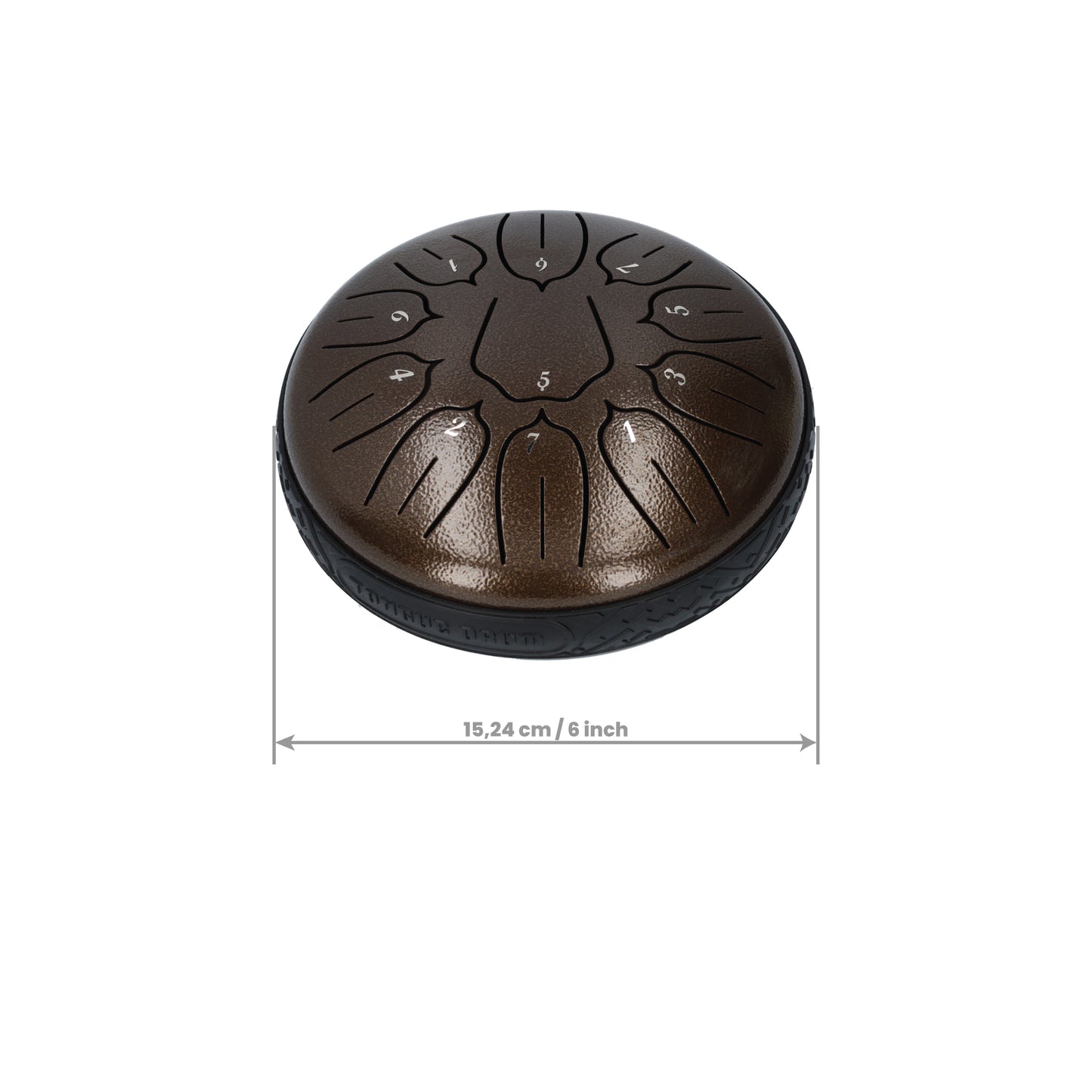 Handpan singing bowl - Medium tongue drum - Rain drum - 15.24 CM / 6 inch diameter - Dark brown bronze