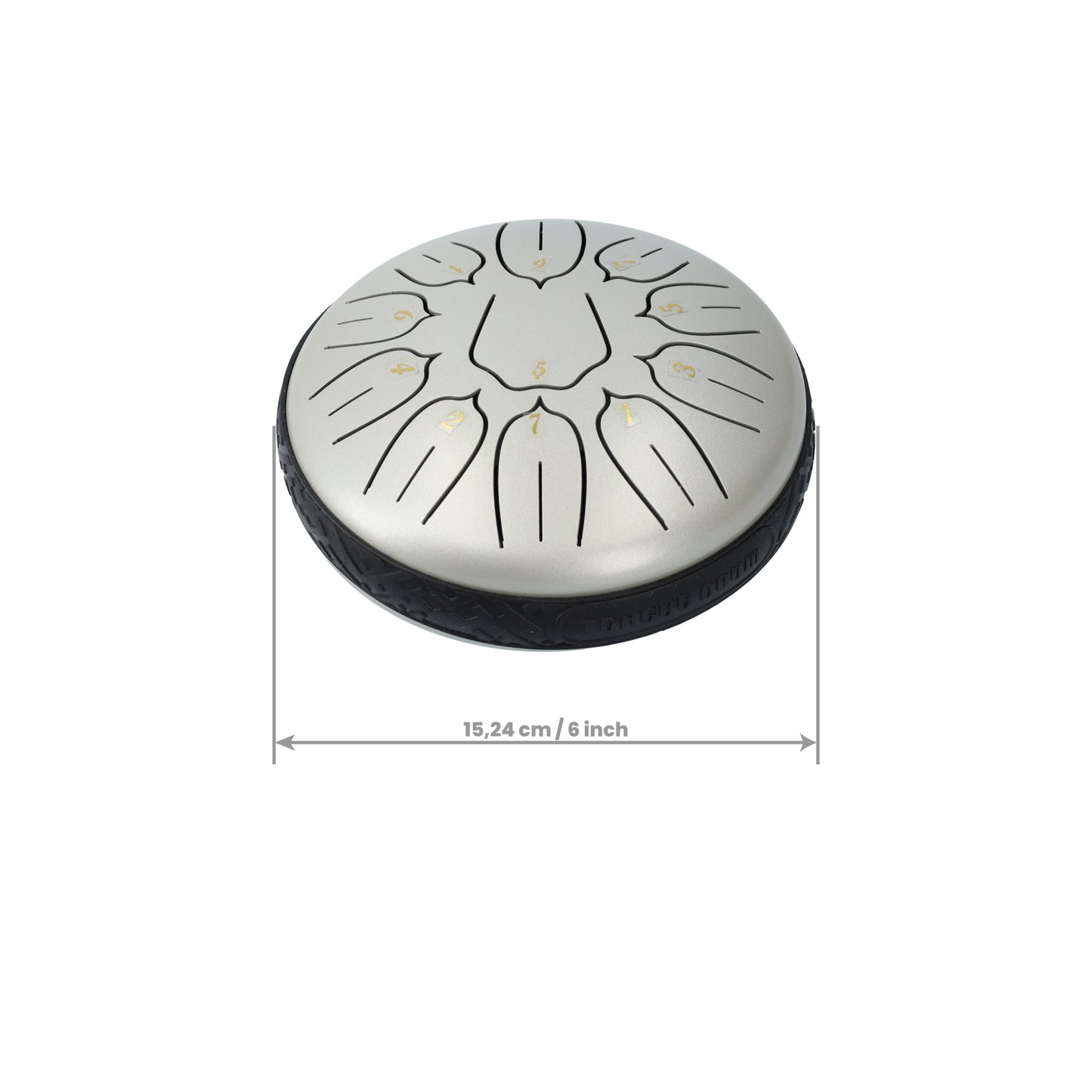 Handpan singing bowl - Medium tongue drum - 15.24 CM / 6 inch diameter - Silver