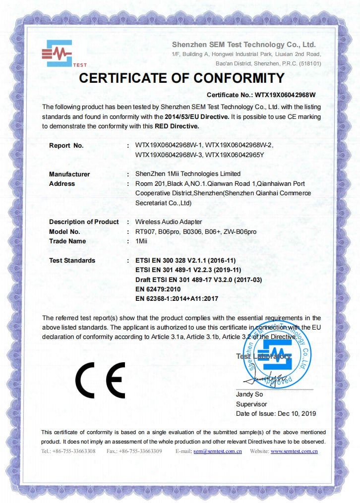 Bluetooth Transmitter Receiver Wireless - Audio Adapter - Black