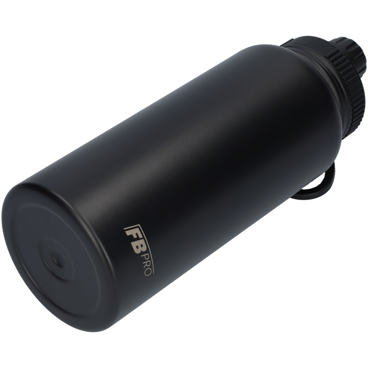 Thermos drinking bottle 1 liter with extra cap - Insulating water bottle with rotating drinking spout - Finished with powder coating - Black