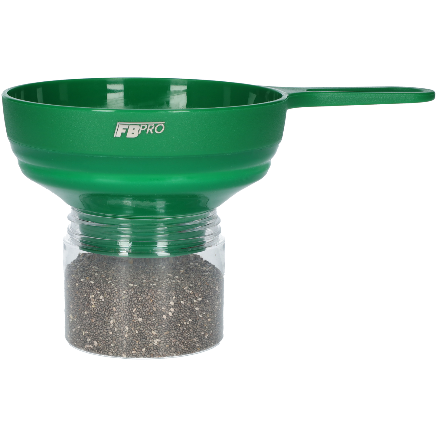 Collapsible Silicone Funnel - Kitchen Utensil Tube - For Camping or Kitchen - Compact Size, With Handle! - 19.8 x 12.2 x 3.3 CM - Green