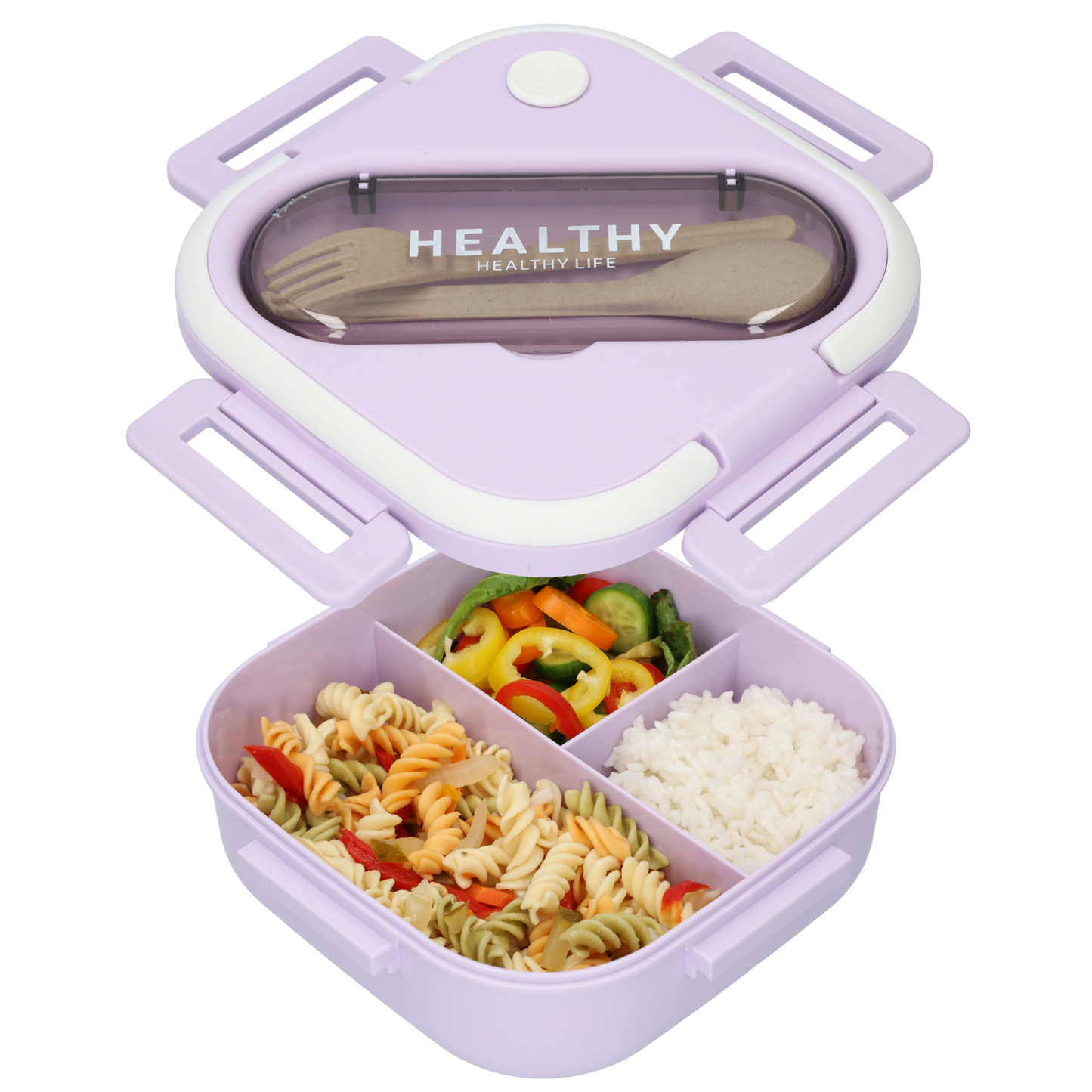 Square Lunch Box with Tableware - Purple Bento Box - 900ml