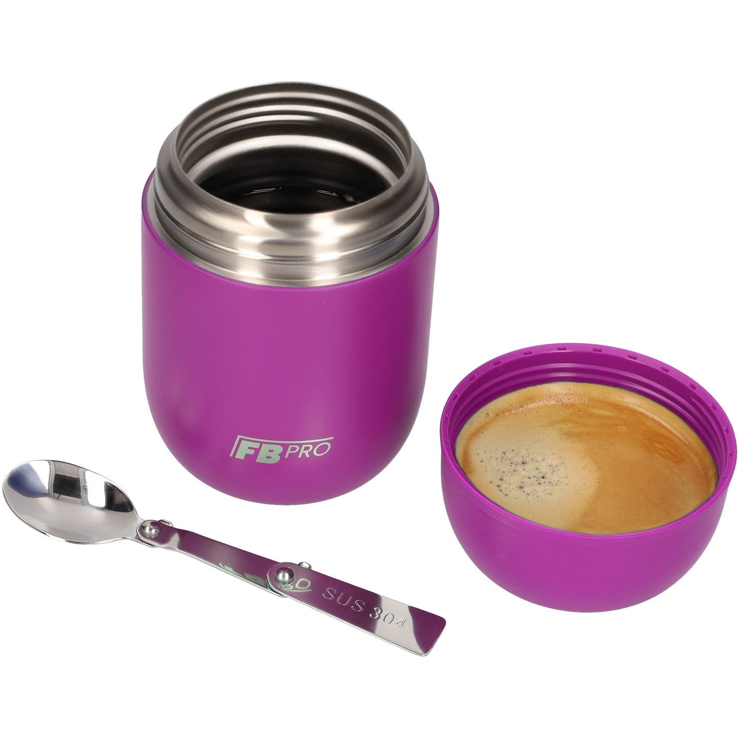 Thermos Voedselcontainer met Lepel - Thermoskan - Paars - 420ml
