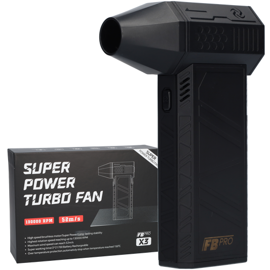 FBT120 - Super Power Turbo Fan Luchtpistool - Stofblazer - BBQ Blazer Accesoires - BBQ aansteker - 3 Standen - 130000 RPM - Windkracht van 187.2 km/u - 120 GR stuwkracht - Air duster - USB-C Oplaadbaar - Turbo jet fan - Zwart